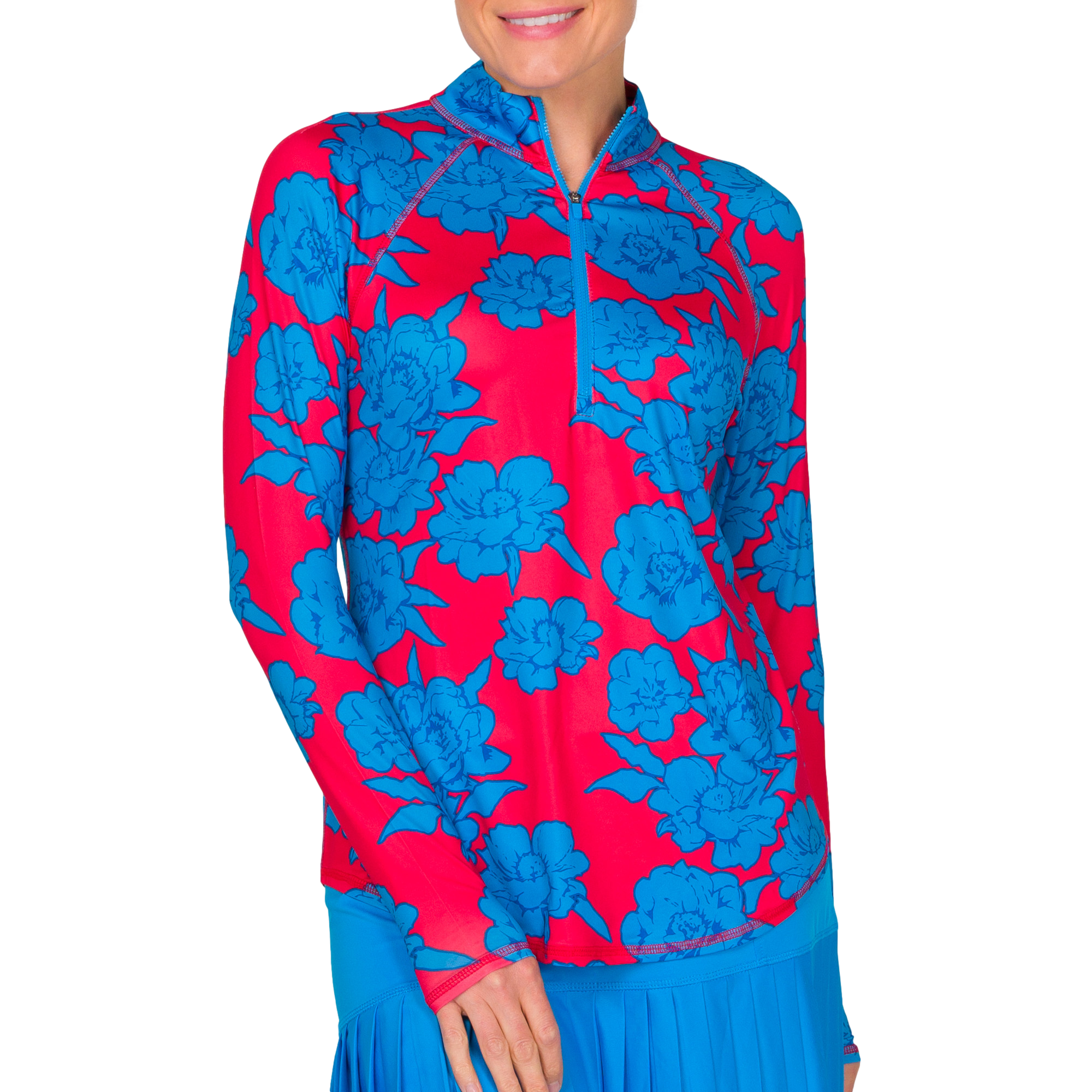 Rum Punch Collection: Bold Floral Print Quarter Zip Pull Over