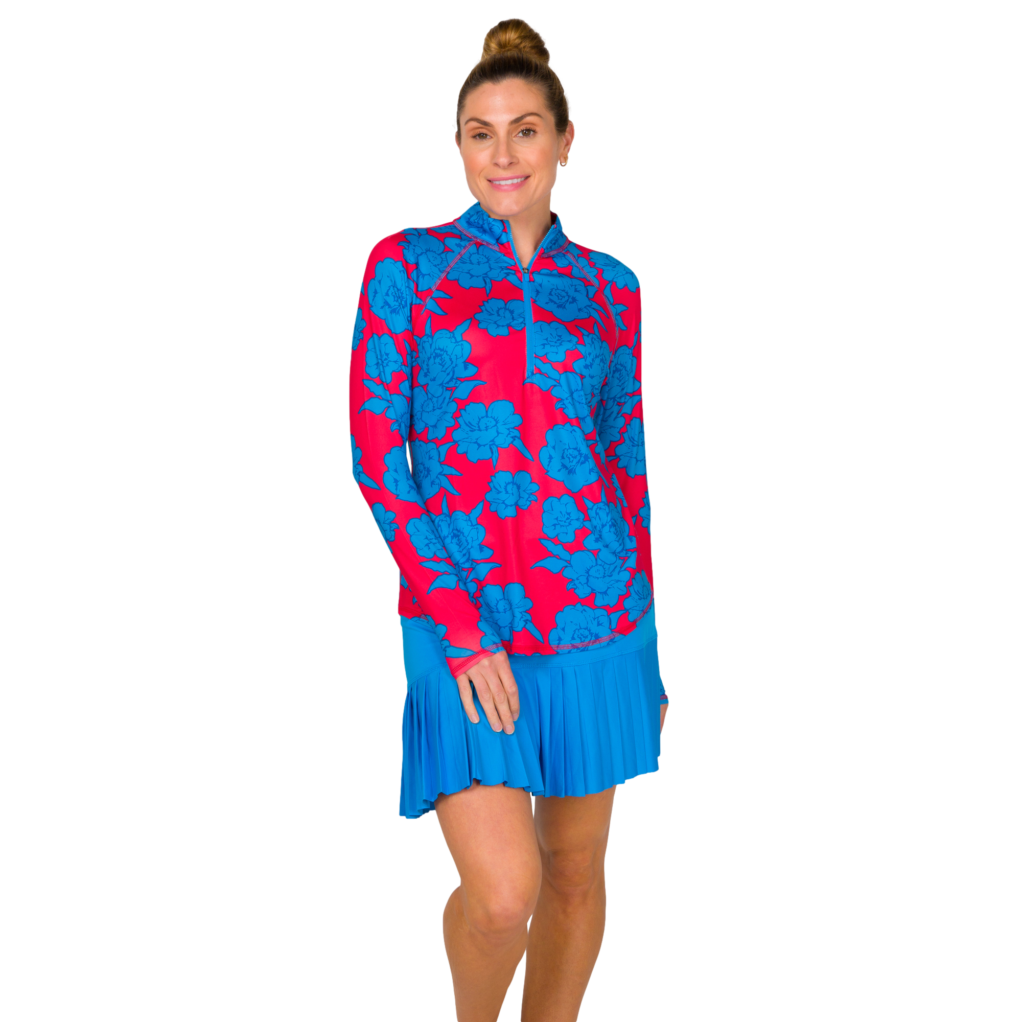 Rum Punch Collection: Bold Floral Print Quarter Zip Pull Over