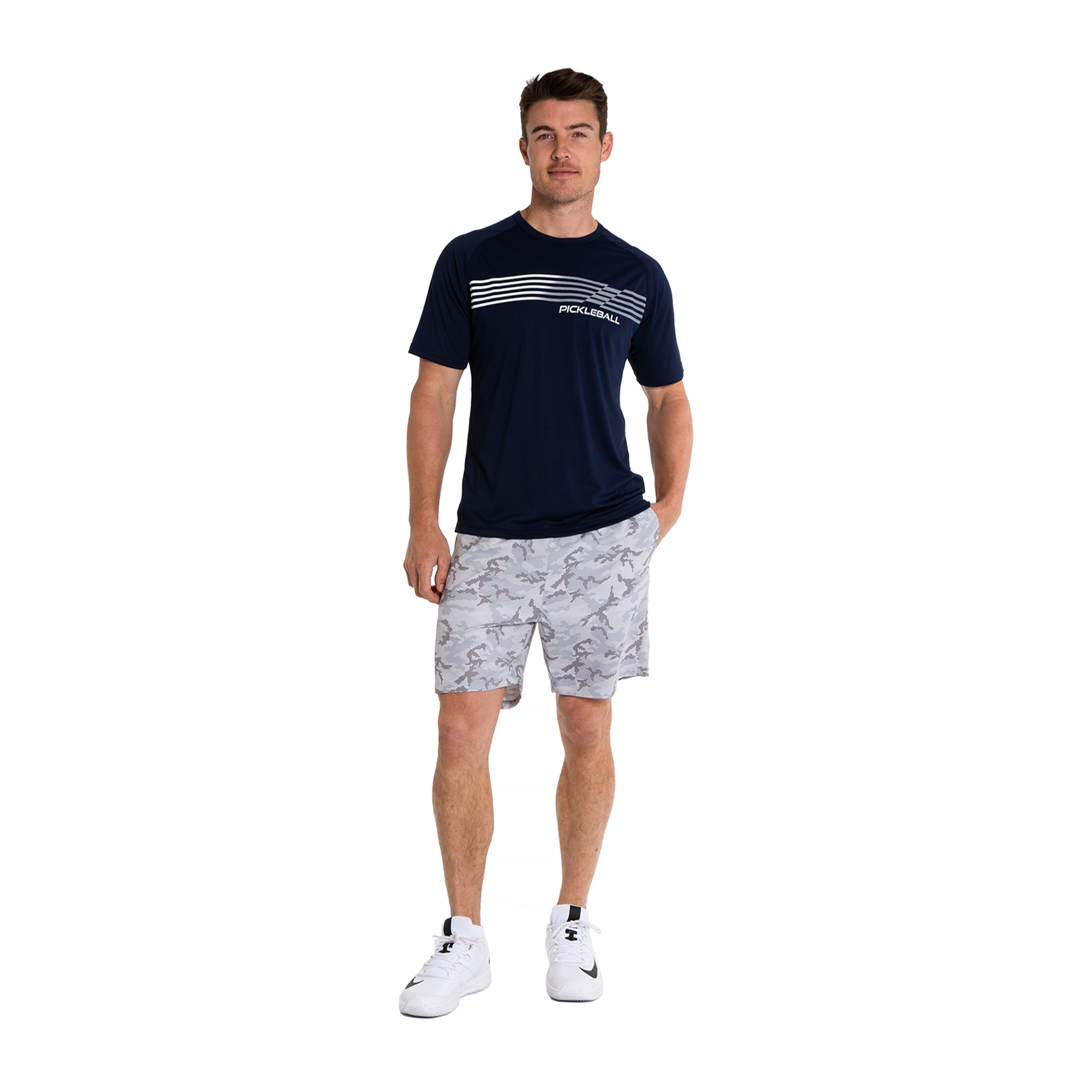 Pickleball Fade Stripe Men's Short Sleeve Crew Neck T-Shirt