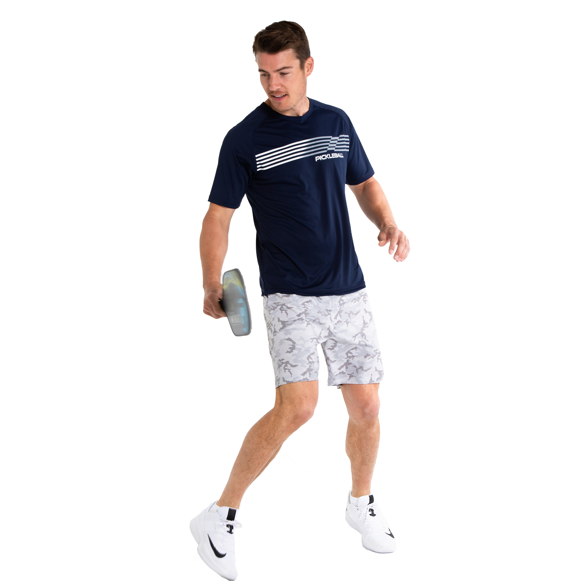 Pickleball Fade Stripe Men's Short Sleeve Crew Neck T-Shirt