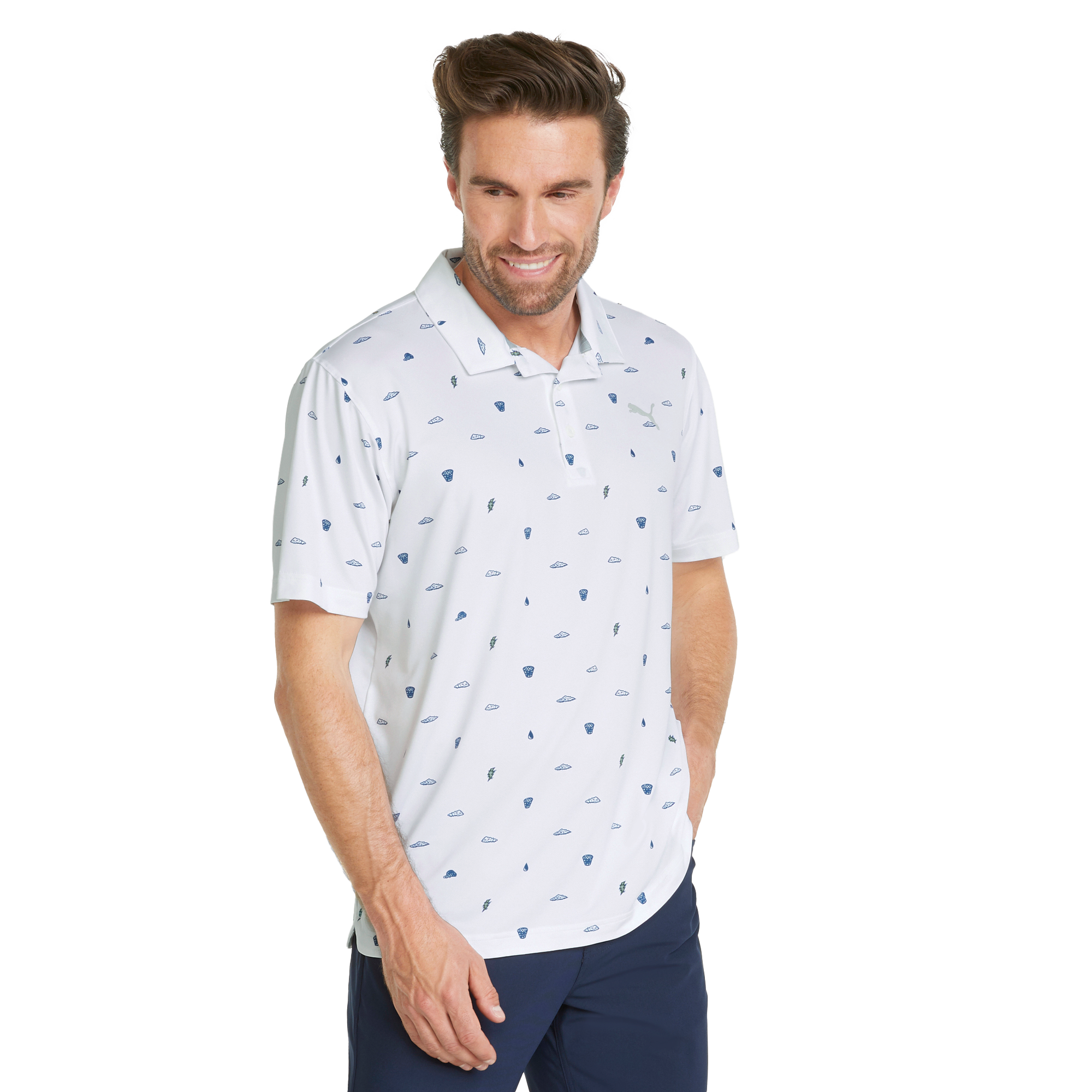 MATTR Pouring Buckets Men's Short Sleeve Golf Polo Shirt