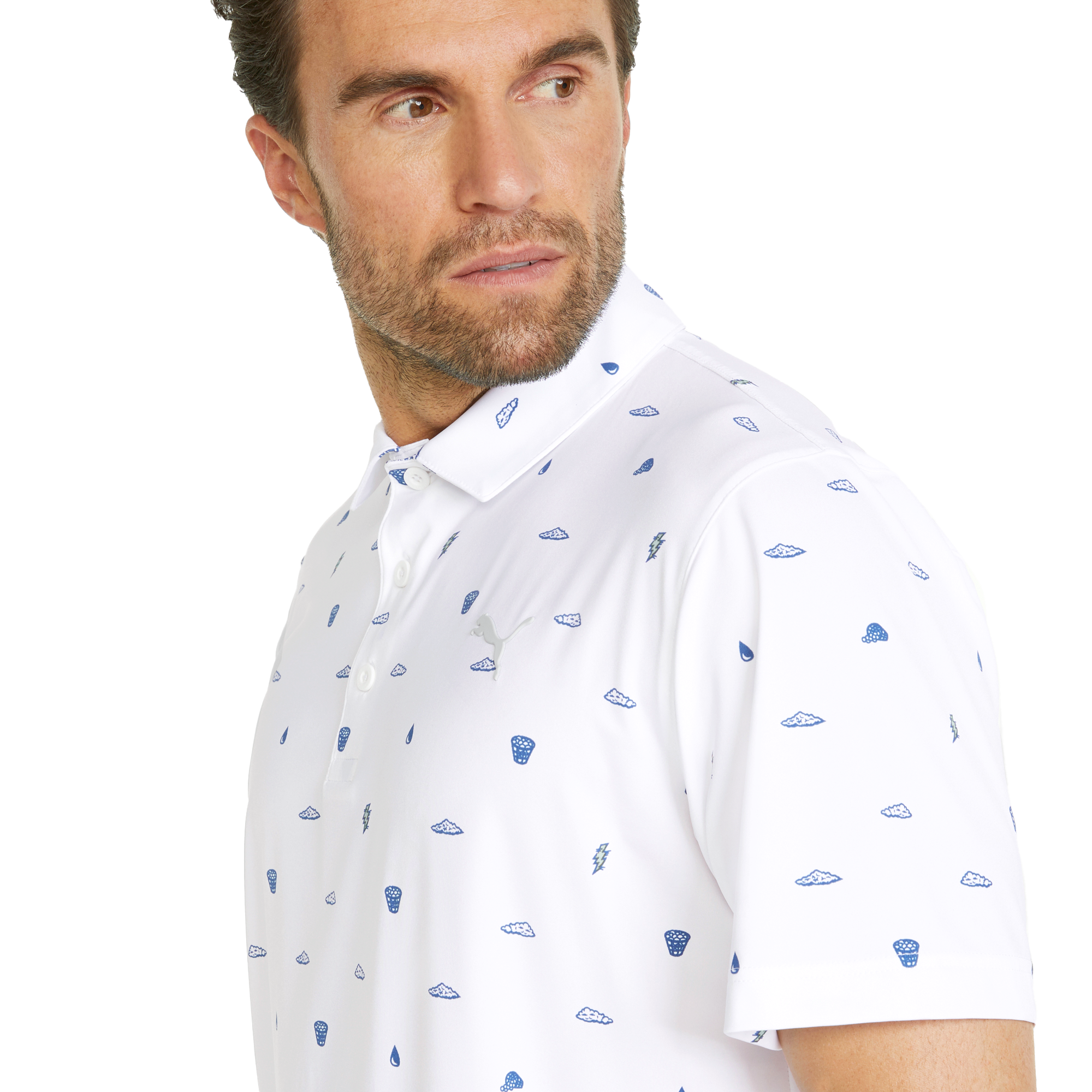 MATTR Pouring Buckets Men's Short Sleeve Golf Polo Shirt