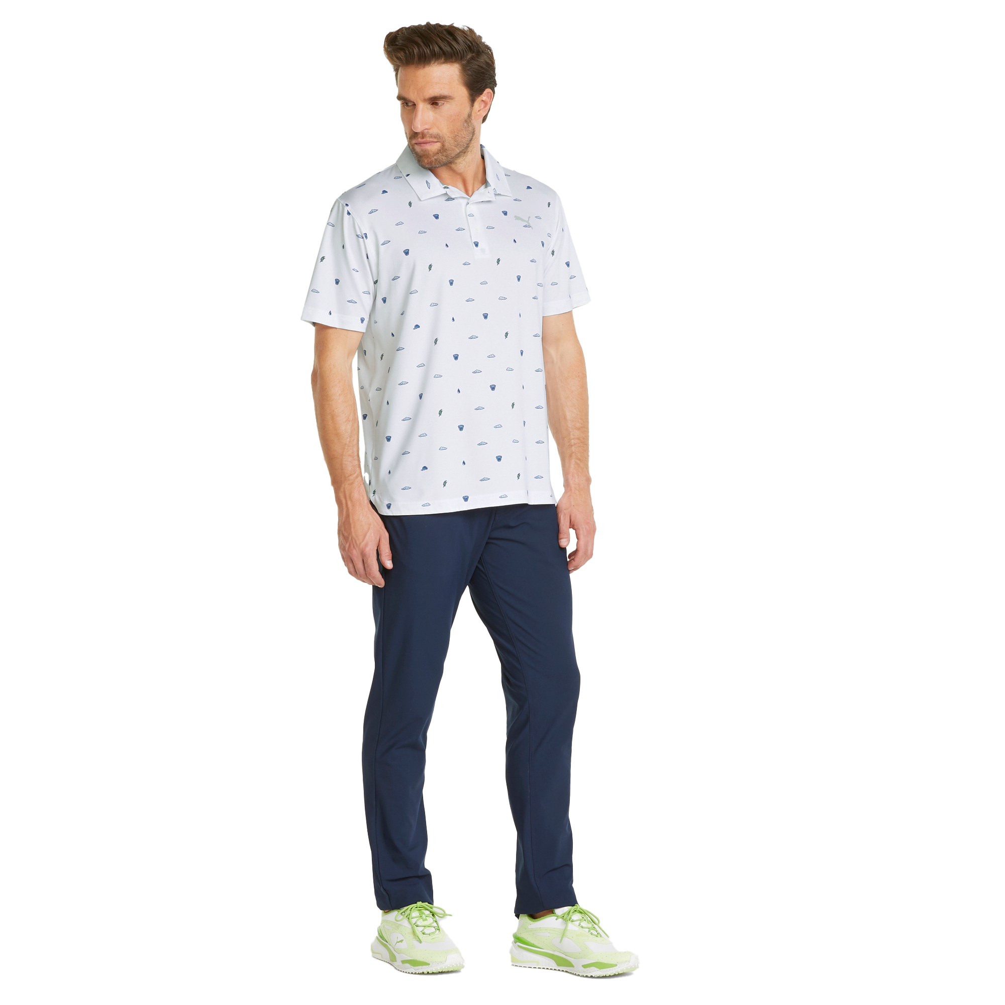 MATTR Pouring Buckets Men's Short Sleeve Golf Polo Shirt