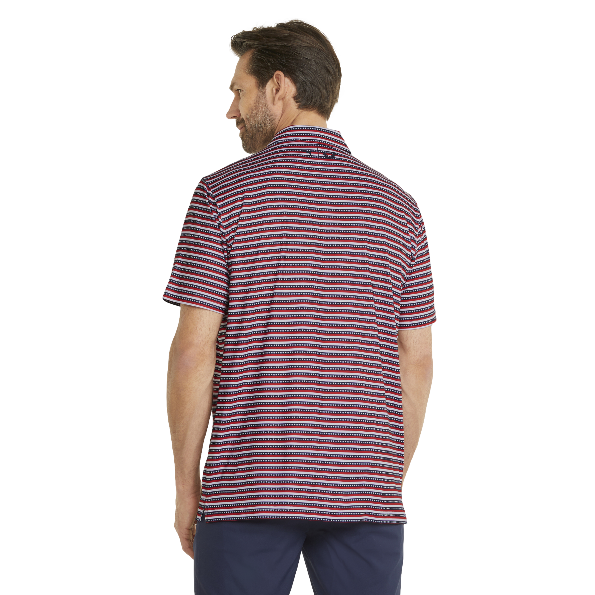 Volition Red Stripe Men's Short Sleeve Golf Polo Shirt