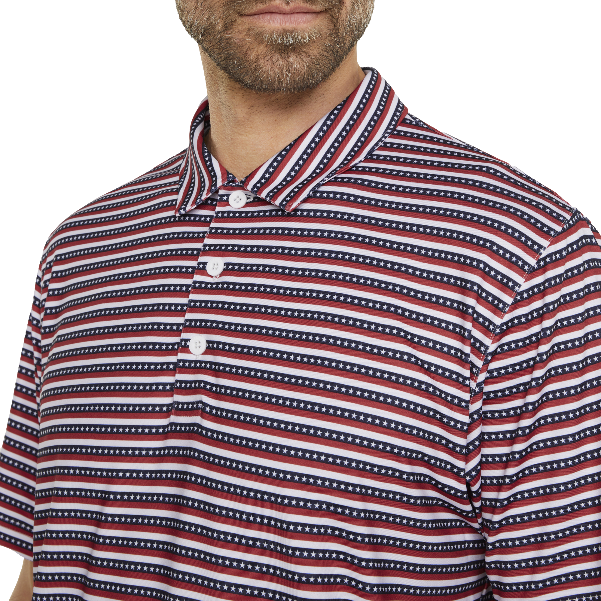 Volition Red Stripe Men's Short Sleeve Golf Polo Shirt