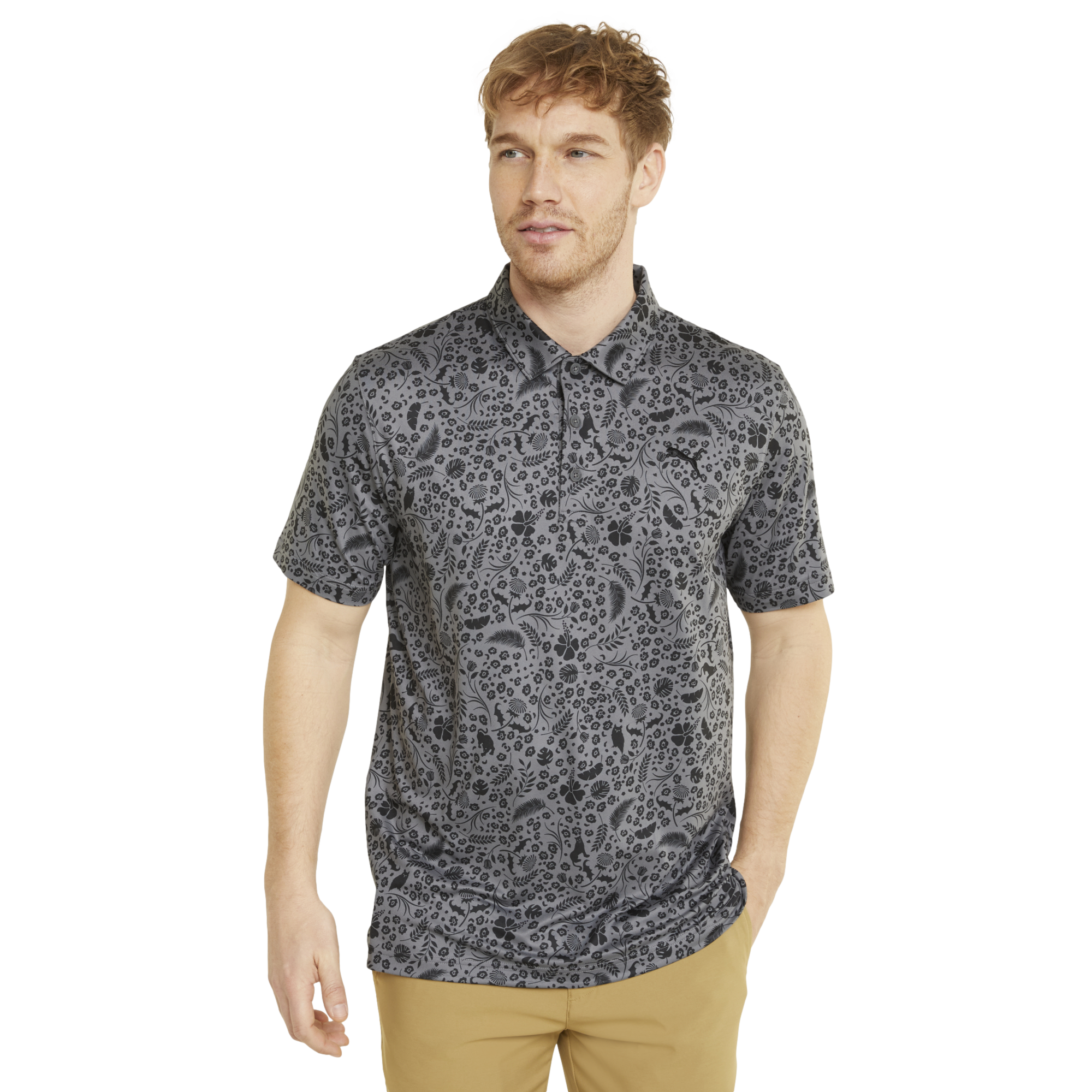 CLOUDSPUN Petal Print Men's Short Sleeve Golf Polo Shirt
