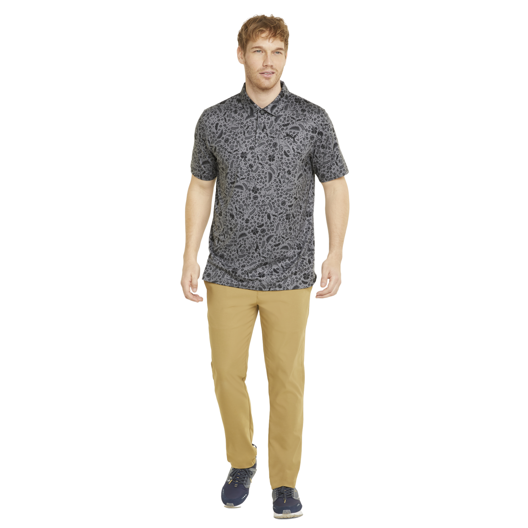 CLOUDSPUN Petal Print Men's Short Sleeve Golf Polo Shirt