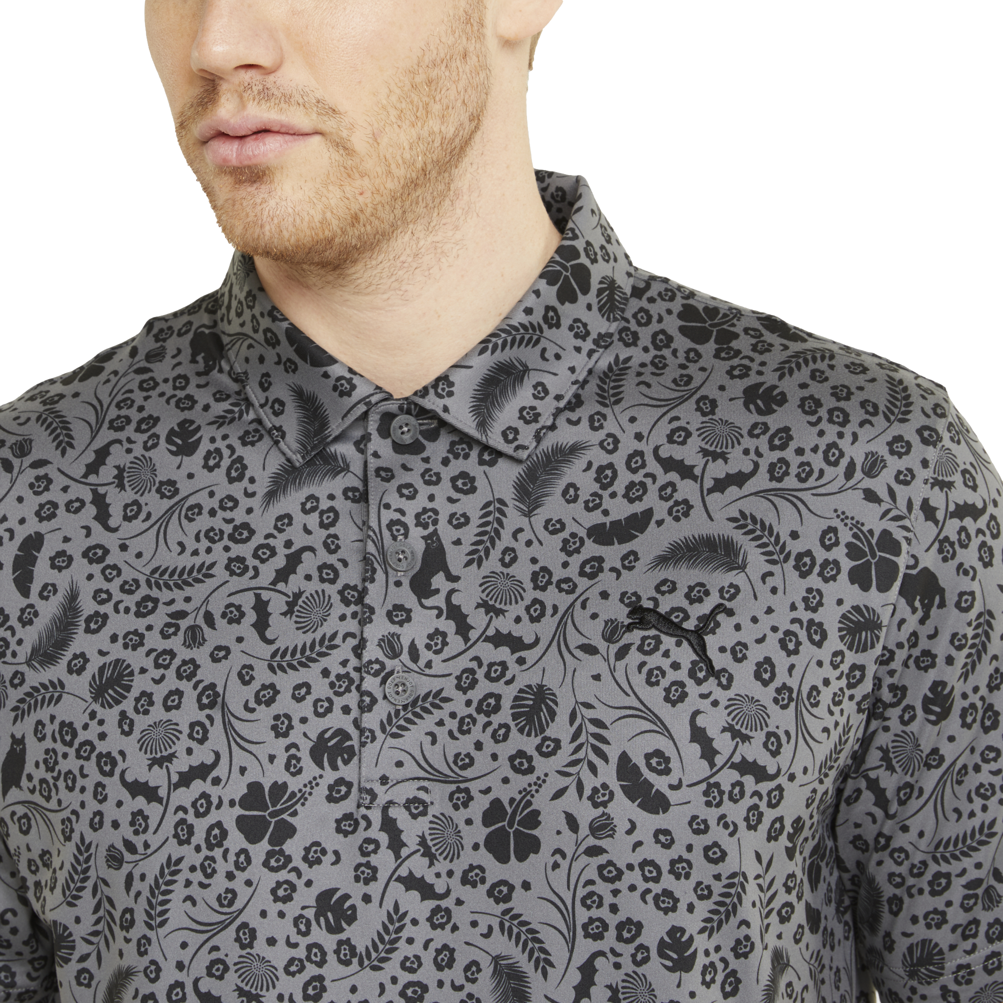 CLOUDSPUN Petal Print Men's Short Sleeve Golf Polo Shirt