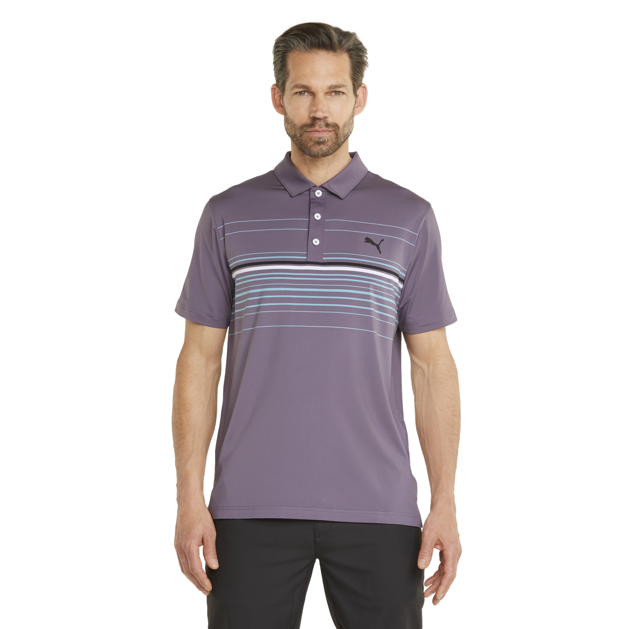 MATTR Canyon Multi Stripe Men's Short Sleeve Golf Polo Shirt