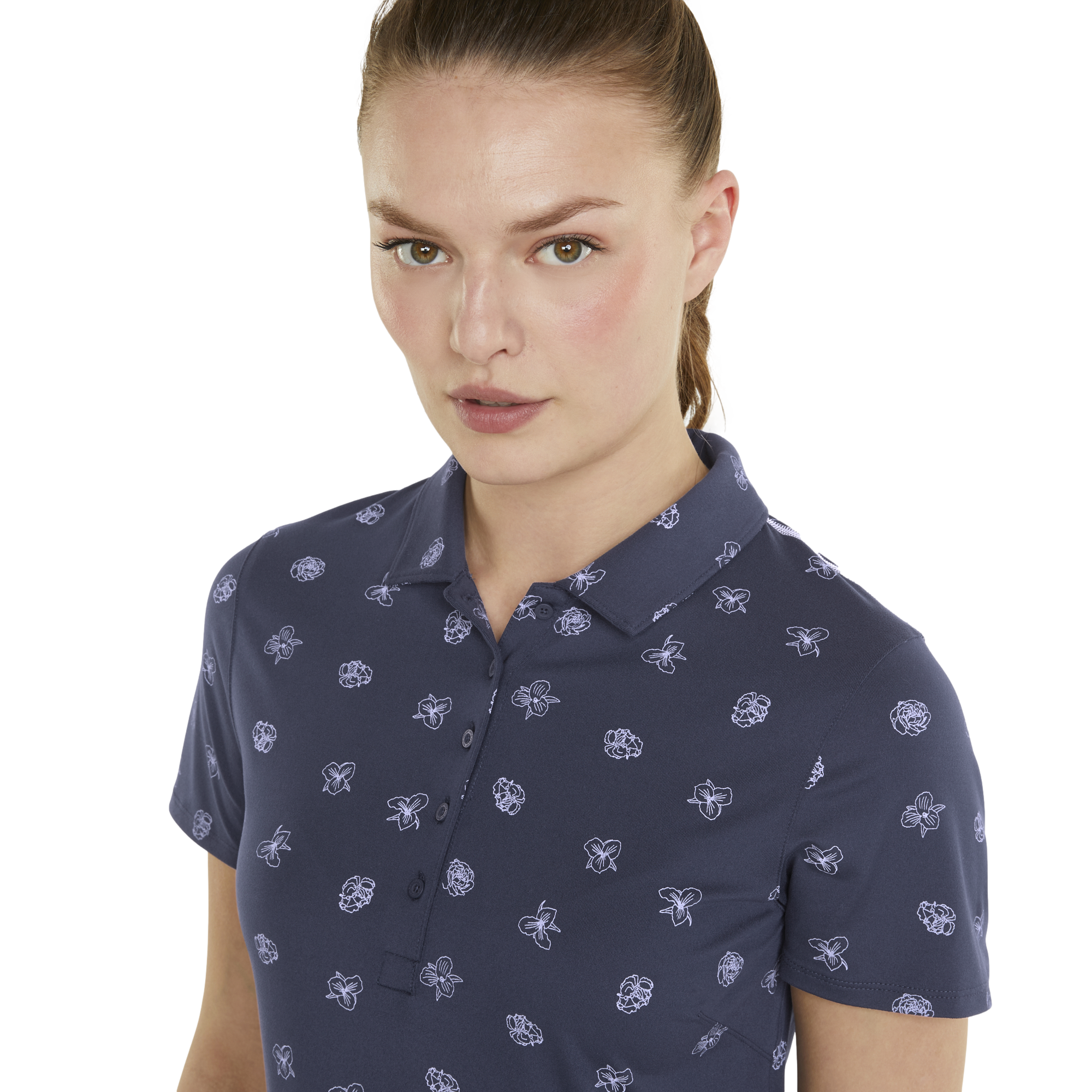 Cloudspun Ditsy Floral Print Polo Women's Short Sleeve Golf Polo Shirt