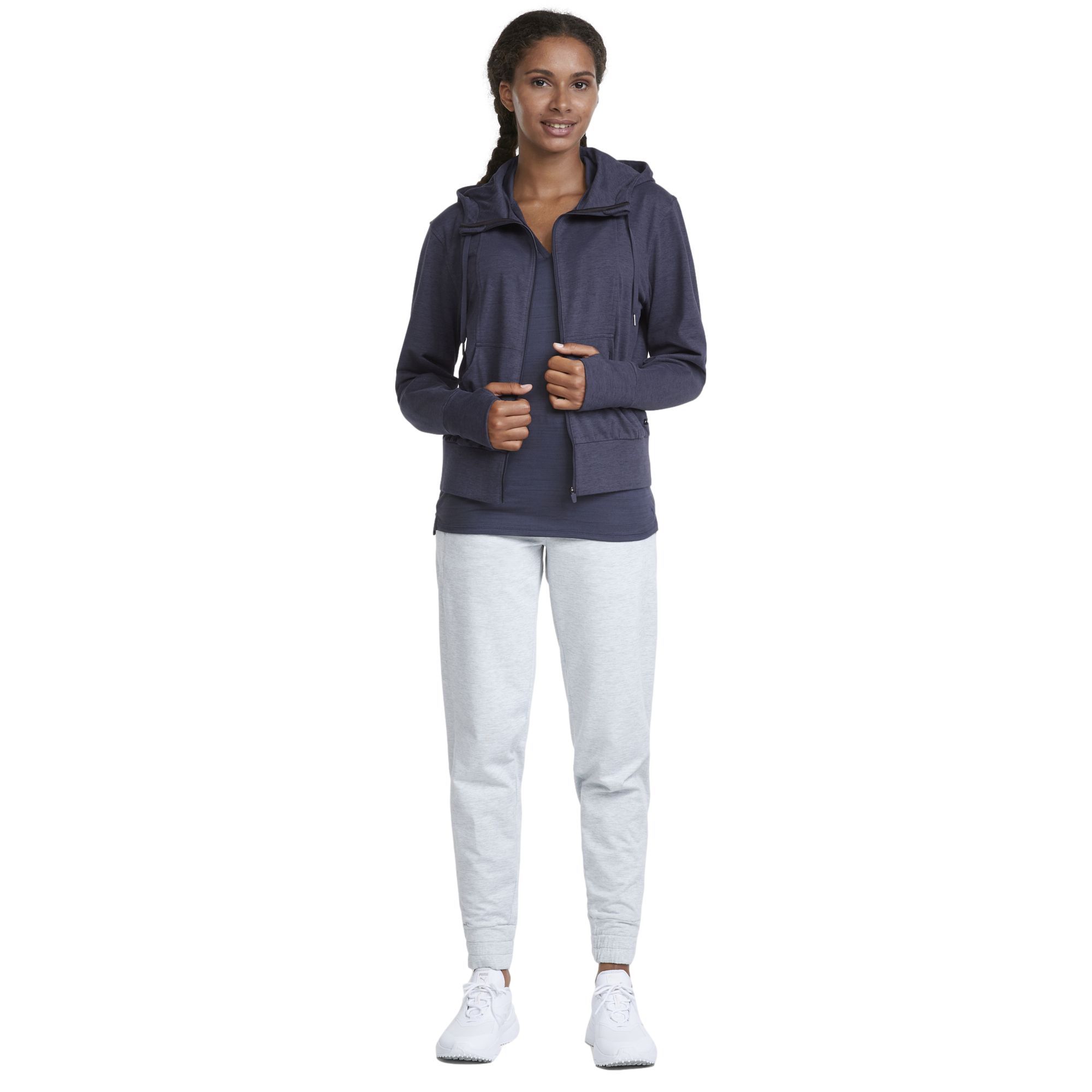 CLOUDSPUN Drawstring Cropped Full Zip Hoodie