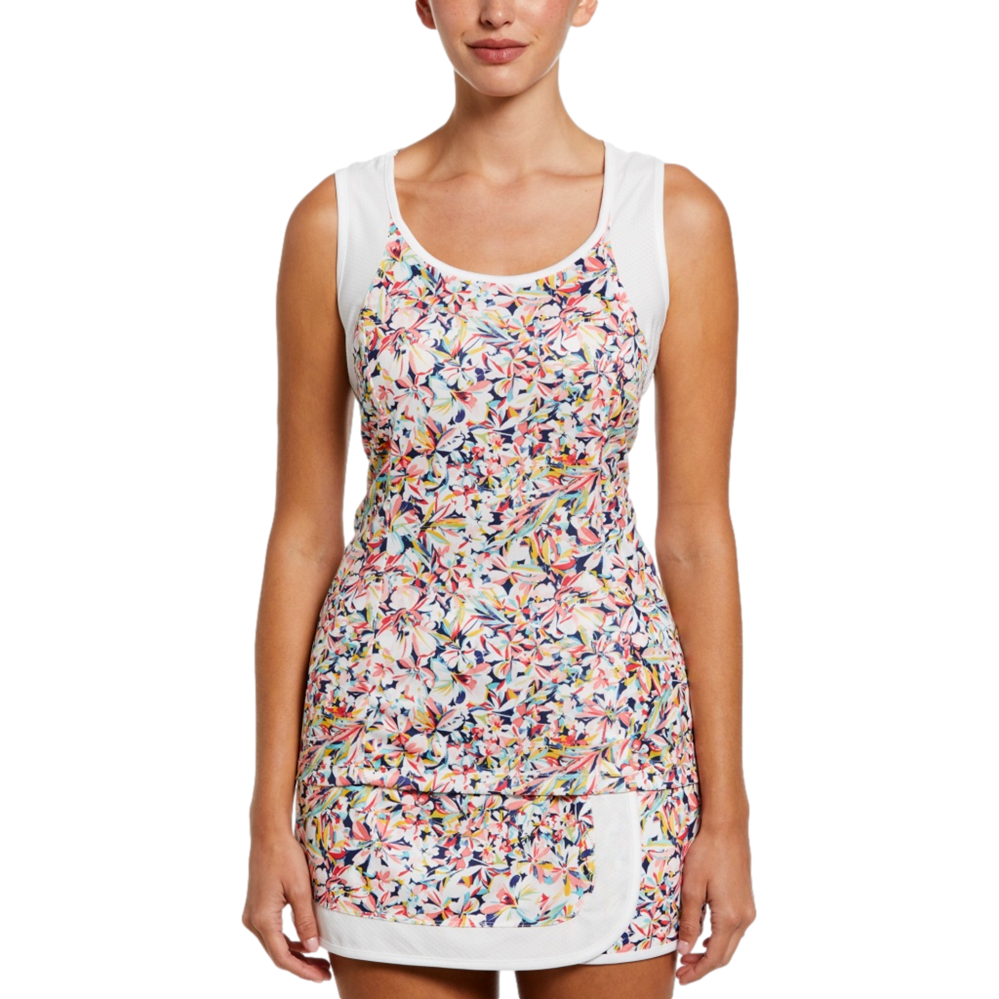 Grand Slam Floral Printed Racerback Sleeveless Tennis Tank Top With Mesh Inserts, Multi