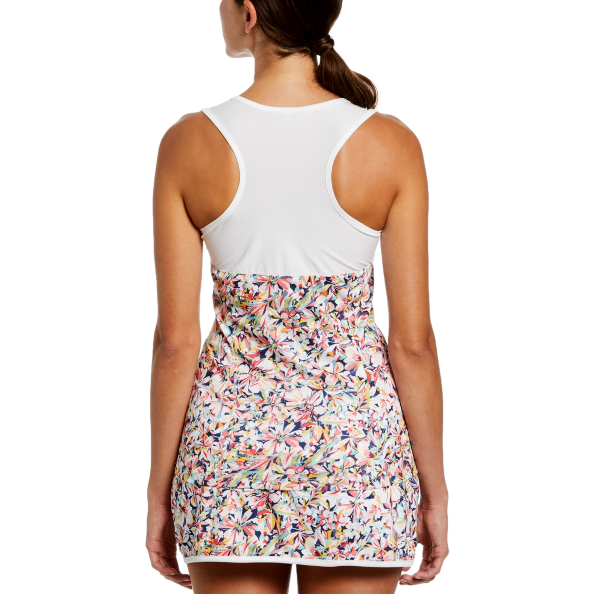 Floral Printed Racerback Sleeveless Tennis Tank Top With Mesh Inserts