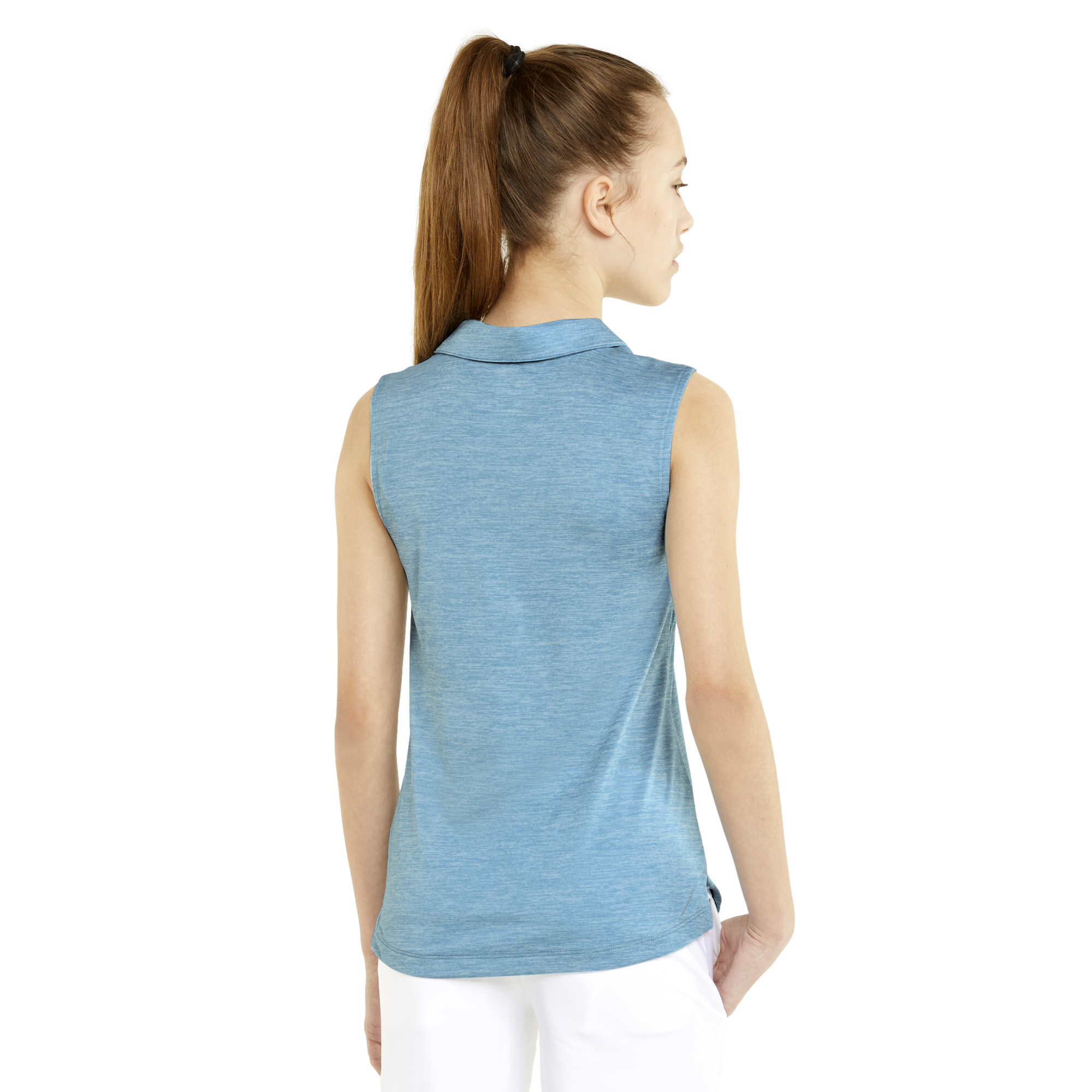 Junior Girls Heather Sleeveless Golf Polo