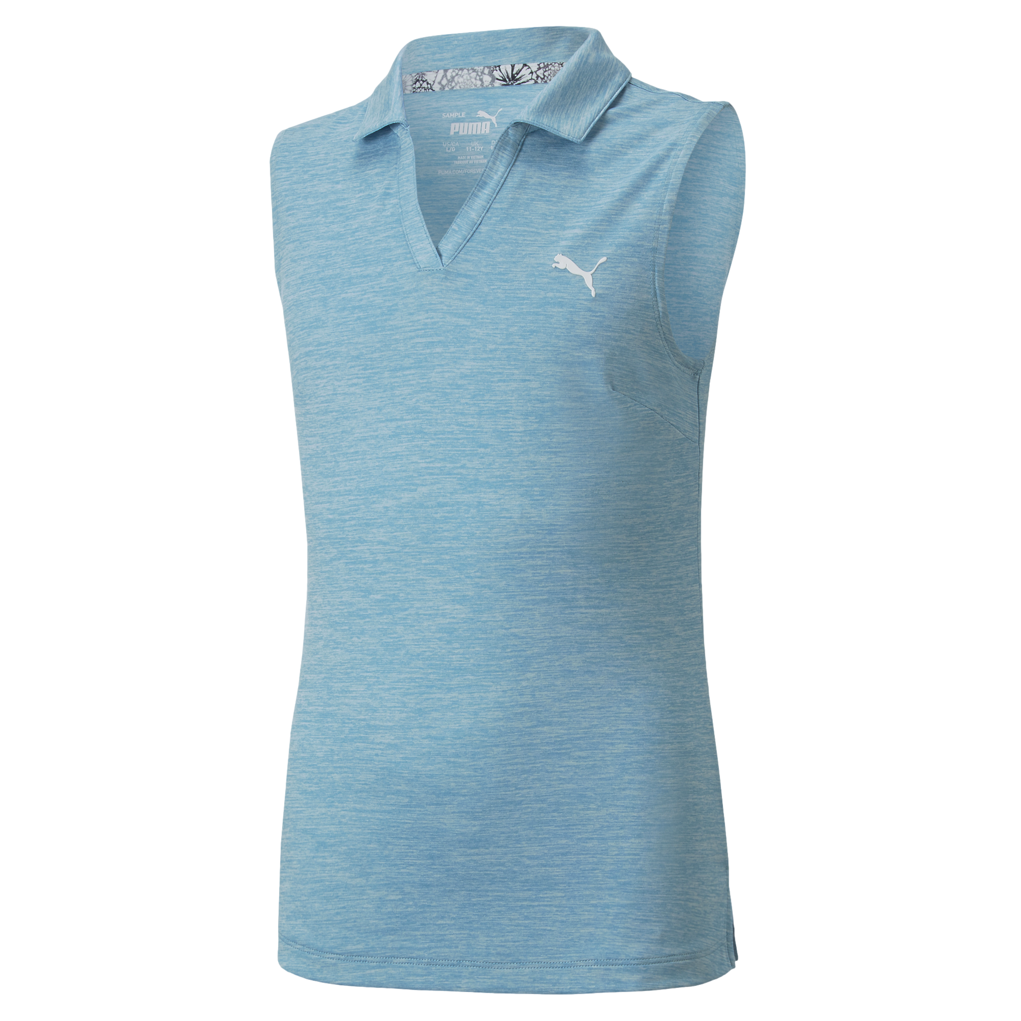 Junior Girls Heather Sleeveless Golf Polo
