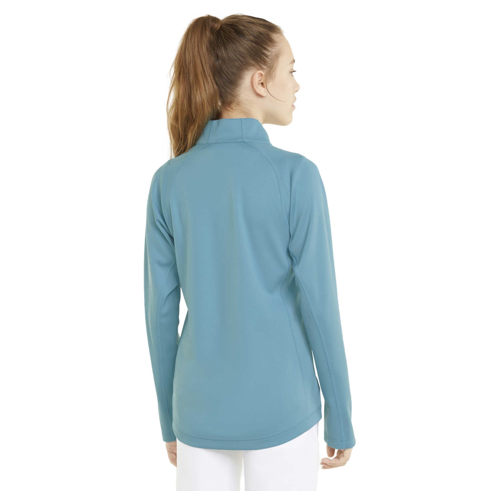 Girls Solid Quarter Zip Pull Over