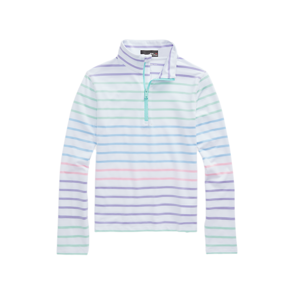 Girls Striped Long Sleeve Quarter Zip Pull Over