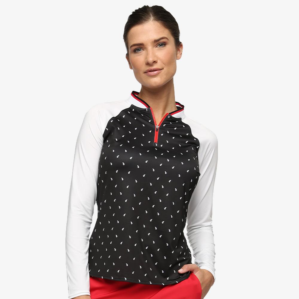 French Connection Collection: Sabrina Bandana Print Quarter Zip Pull Over