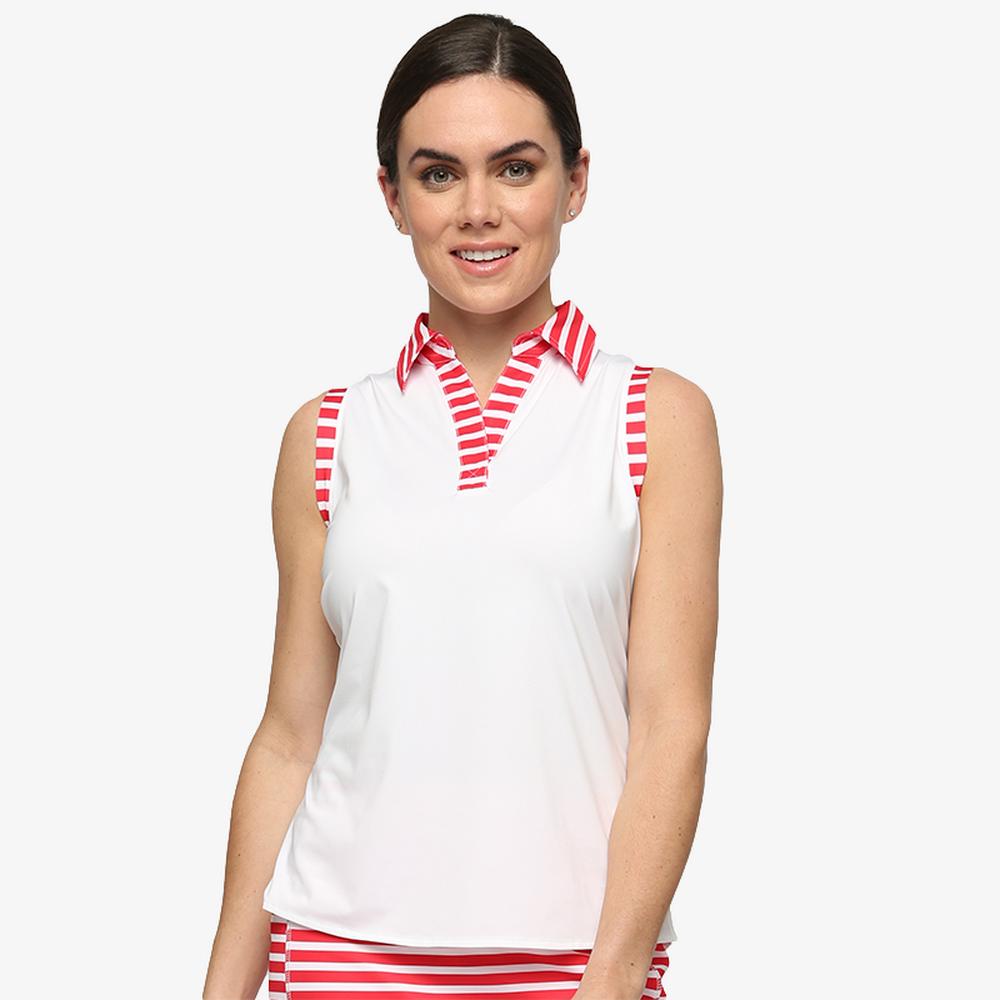 French Connection Collection: Action Striped Placket Sleeveless Polo Shirt