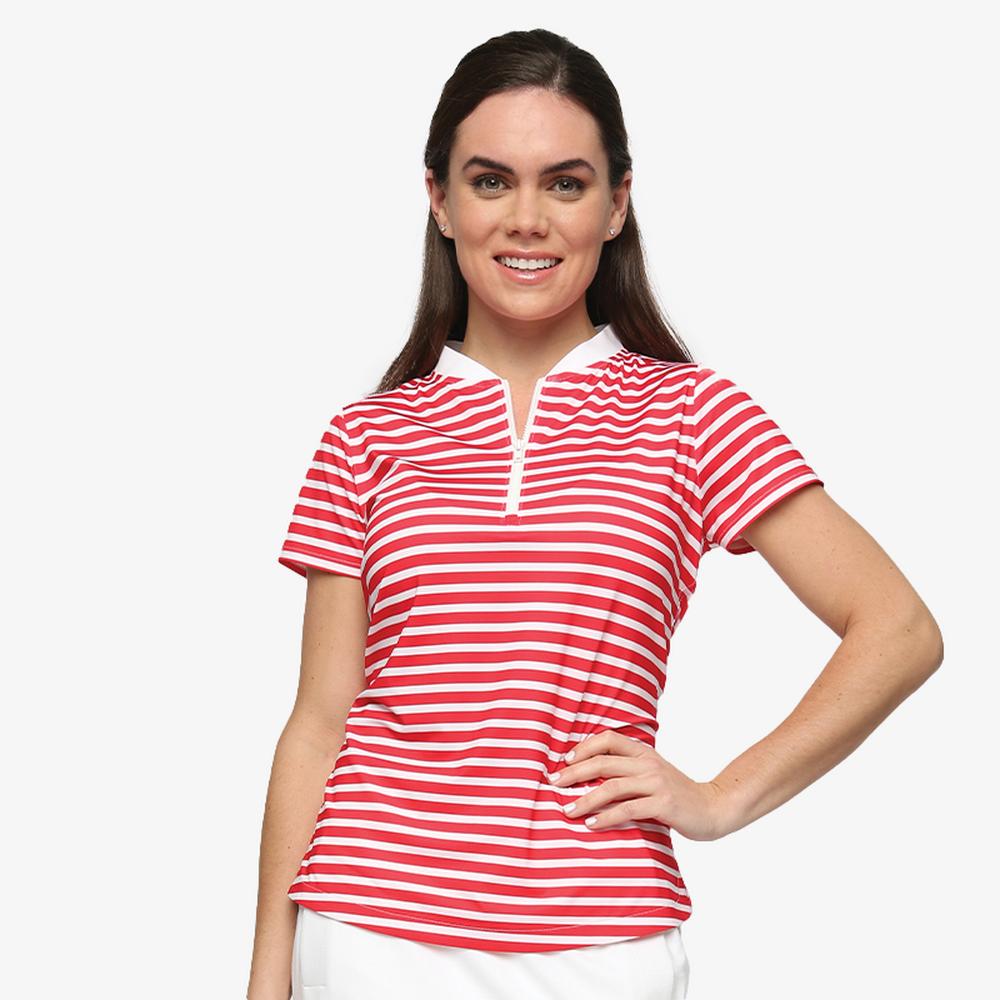 French Connection Collection: Tapered Neck Striped Short Sleeve Top