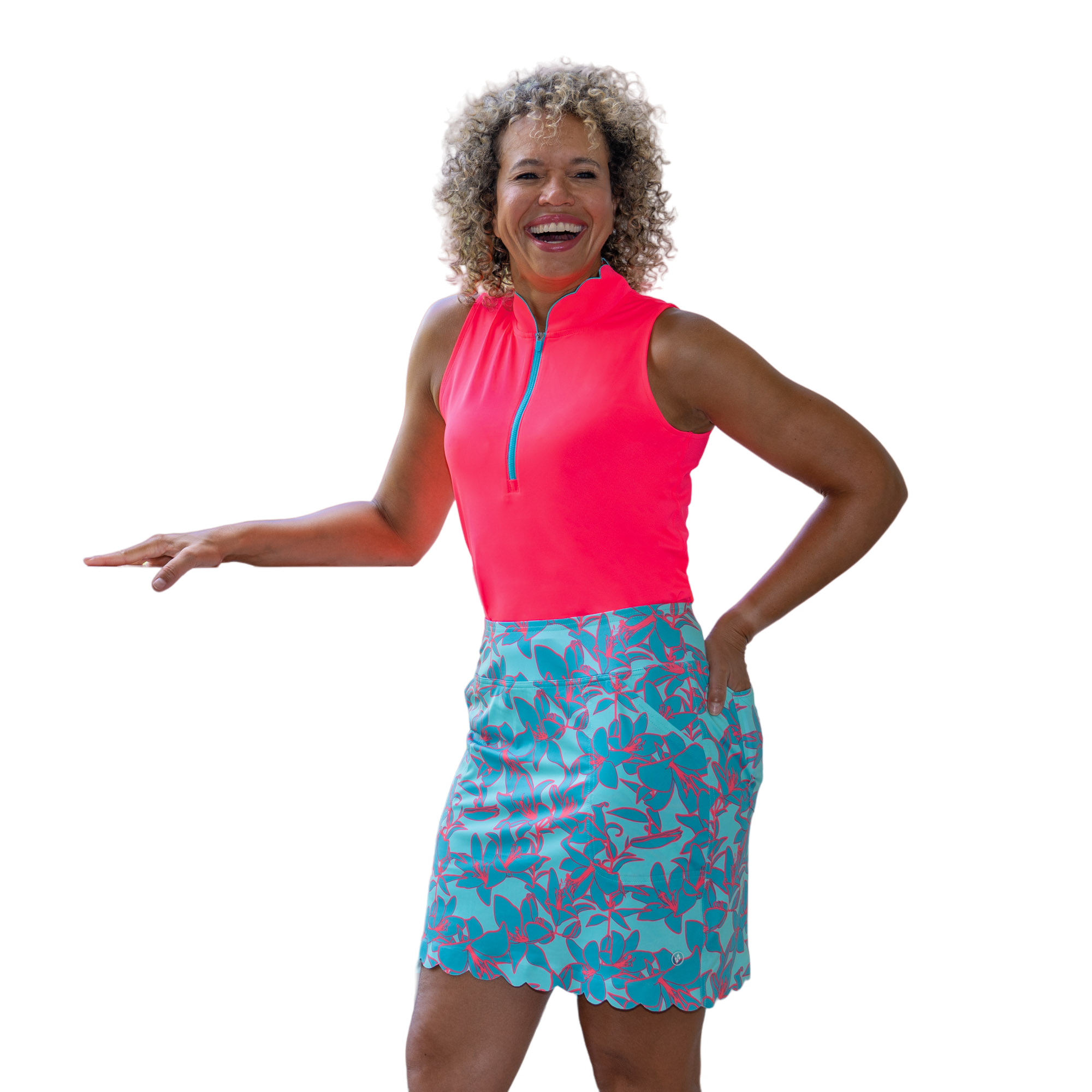 Mint Julep Collection: Floral Print Long Scalloped 16.5" Skort