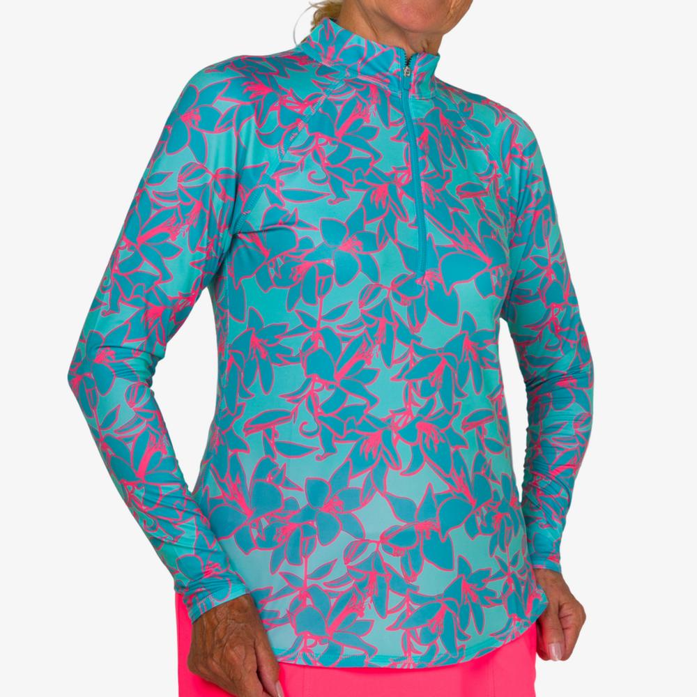 Mint Julep Collection: Bold Lilly Print Quarter Zip Pull Over