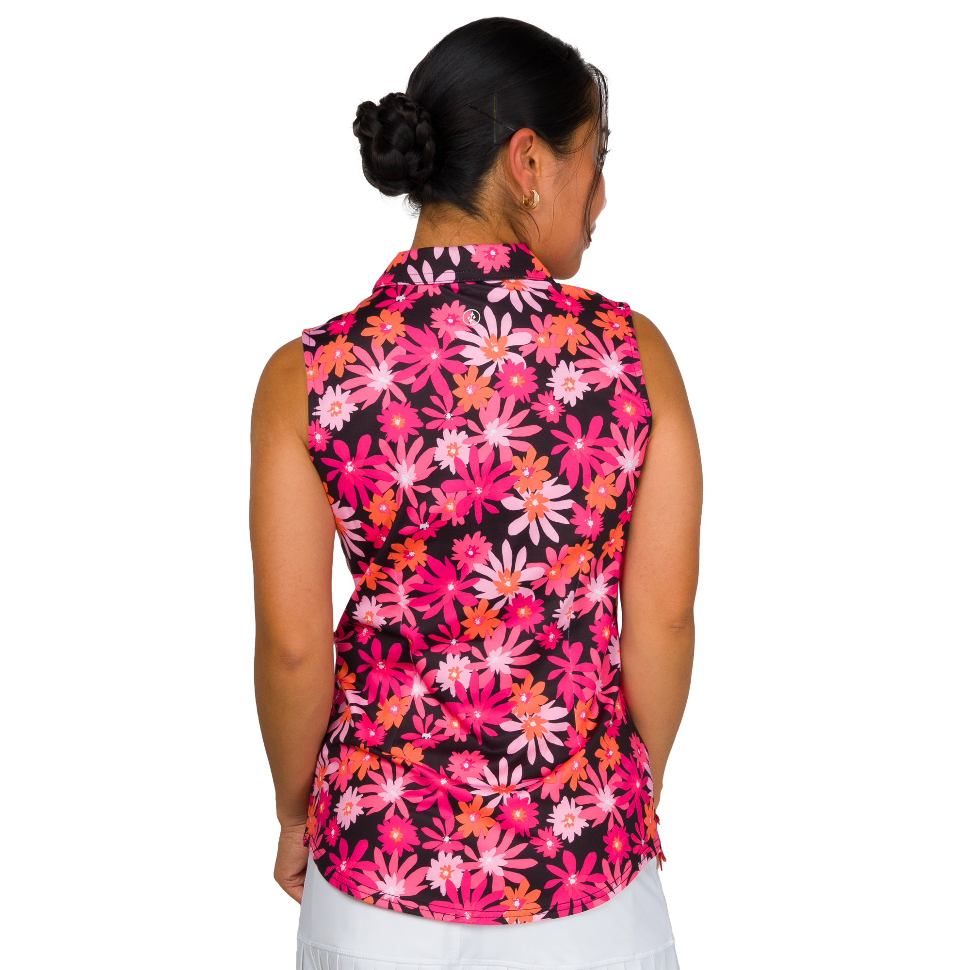 Floral Print Women's Sleeveless Golf Polo Shirt