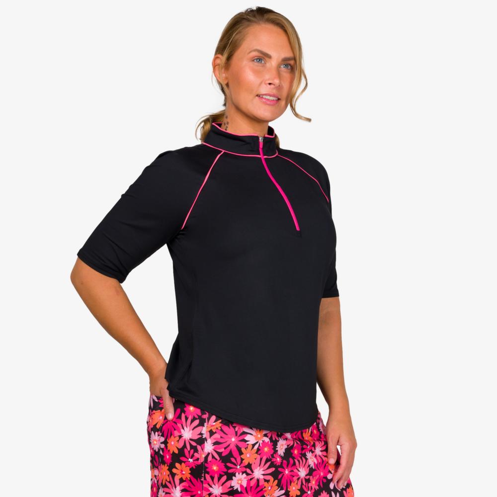 Watermelon Wine Collection: Short Sleeve Tipsy Mock Top