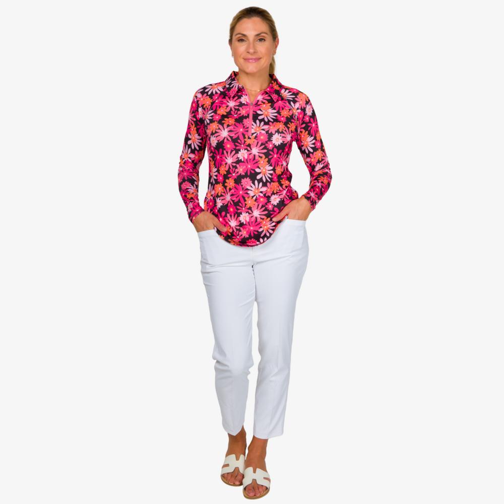 Watermelon Wine Collection: Floral Print UV Long Sleeve Quarter Zip Top