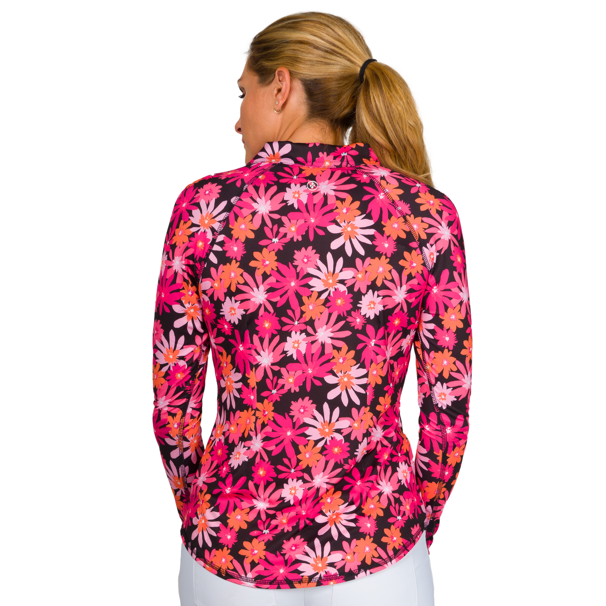 Watermelon Wine Collection: Floral Print UV Long Sleeve Quarter Zip Top