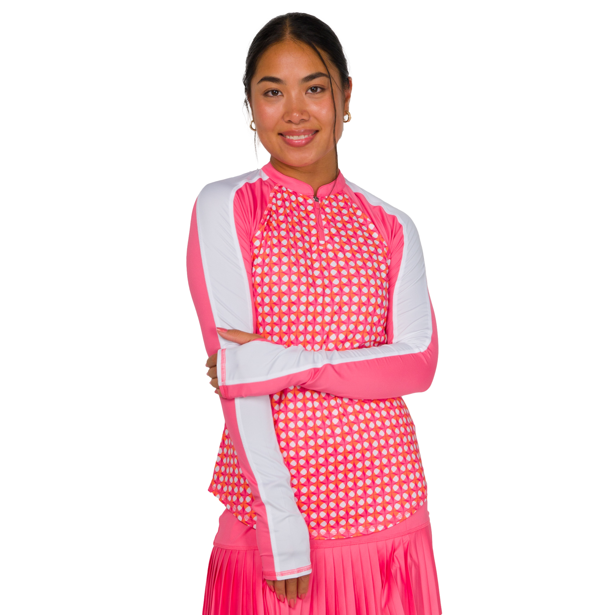 Watermelon Wine Collection: Long Sleeve Crew Neck Quarter Zip Pull Over