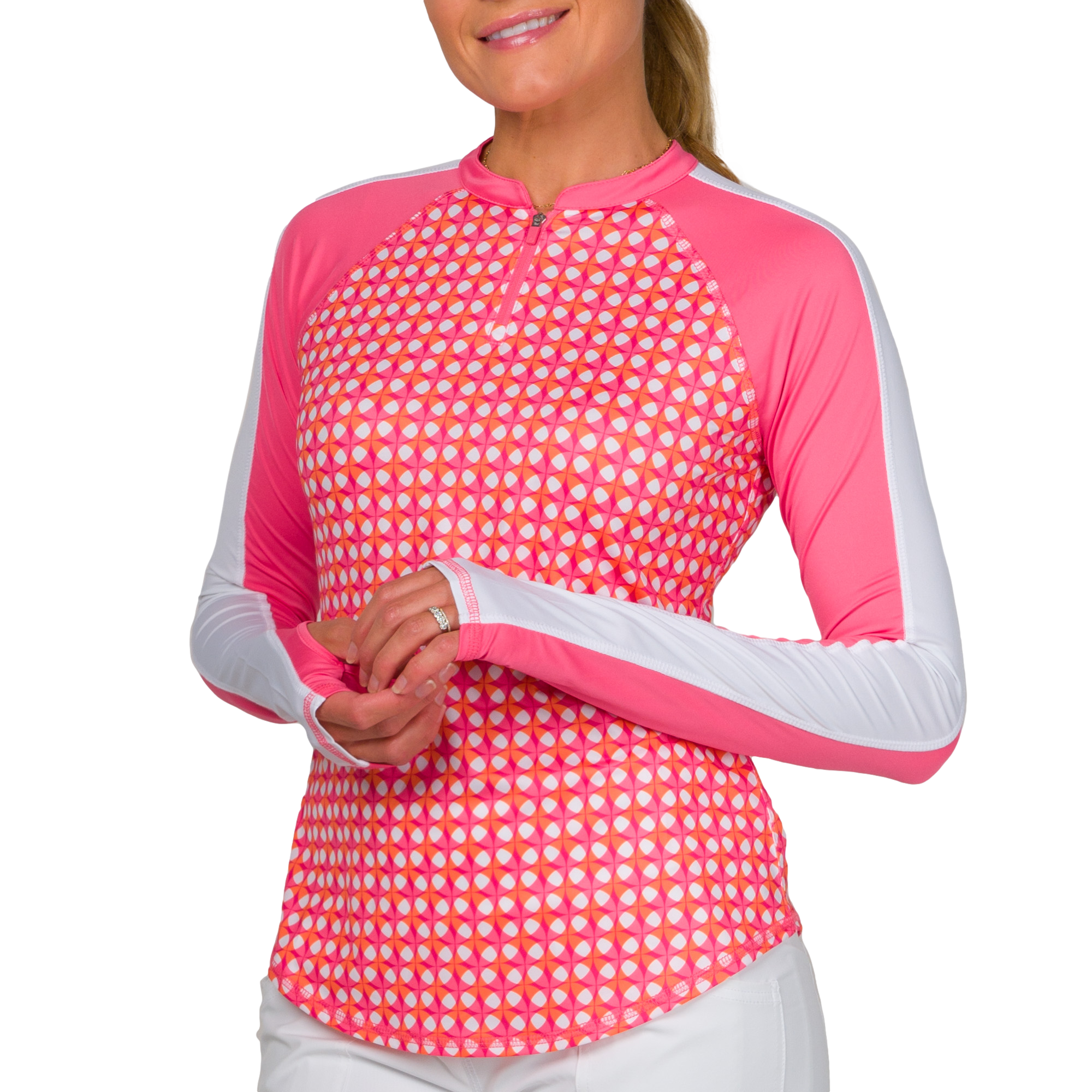 Watermelon Wine Collection: Long Sleeve Crew Neck Quarter Zip Pull Over