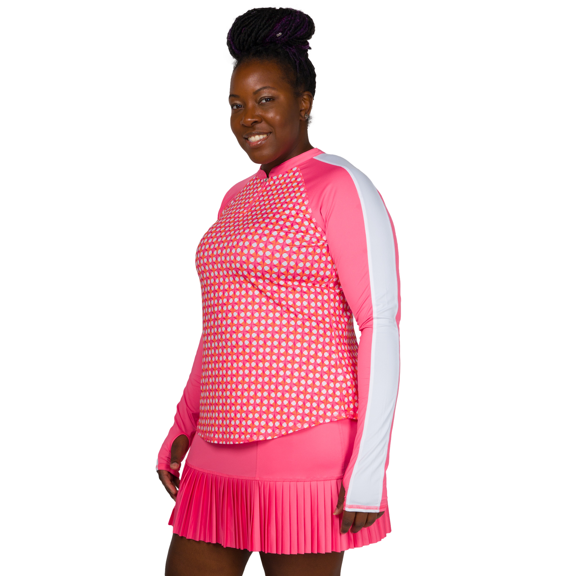 Watermelon Wine Collection: Long Sleeve Crew Neck Quarter Zip Pull Over