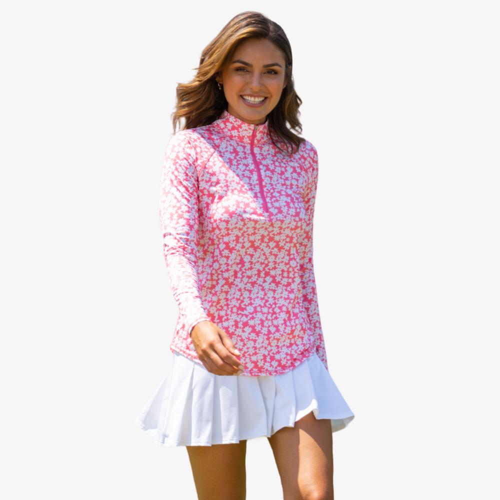 Watermelon Wine Collection: Ditsy Floral Long Sleeve UV Quarter Zip Pull Over