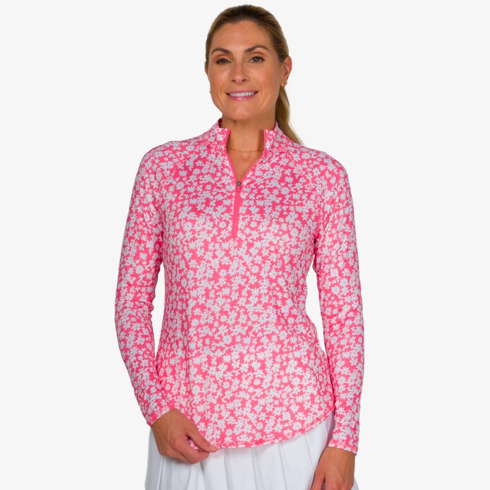 Watermelon Wine Collection: Ditsy Floral Long Sleeve UV Quarter Zip Pull Over
