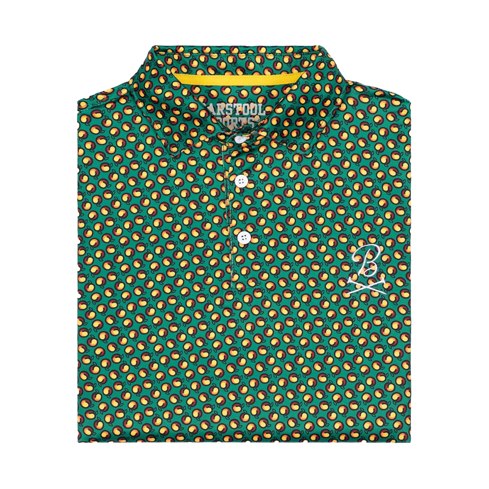 Barstool Georgia Peach Print Men's Short Sleeve Golf Polo Shirt