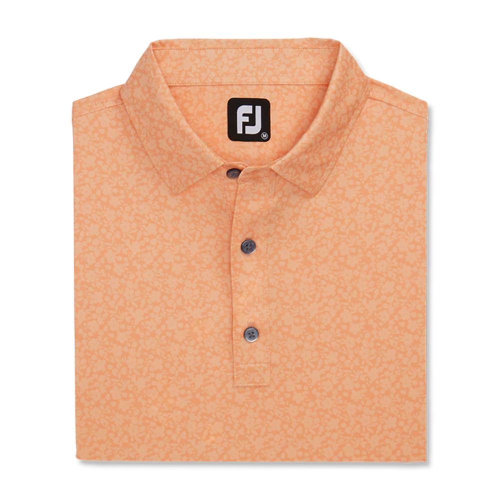 Painted Floral Lisle Self Collar Polo