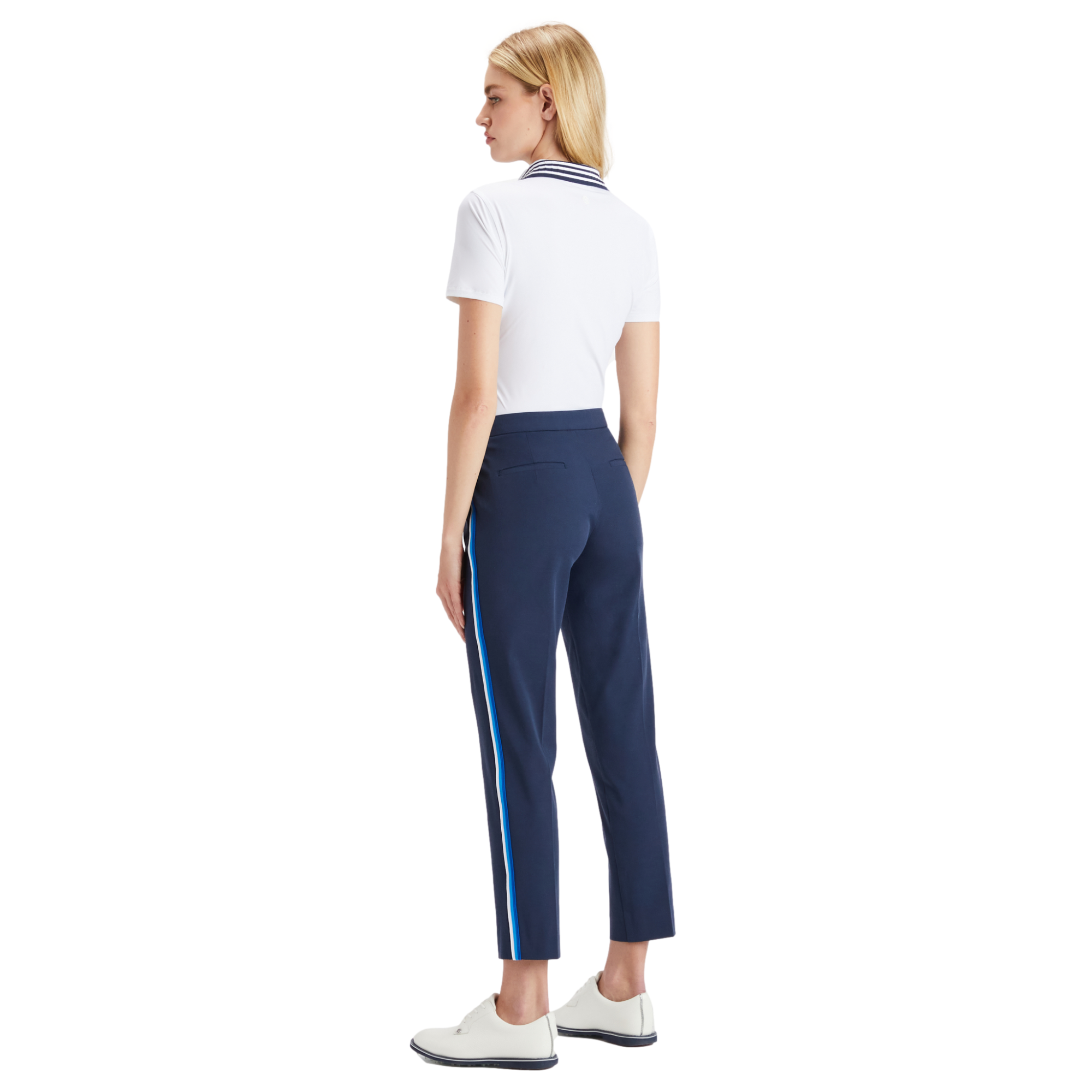 Jacquard Pleated Collar Performance Women's Short Sleeve Golf Polo Shirt