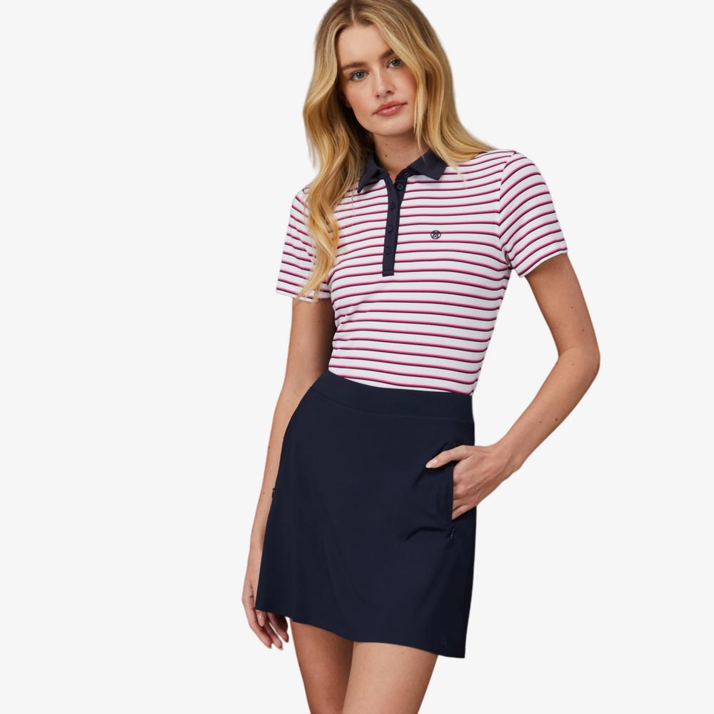 Perforated Jersey Striped Short Sleeve Polo