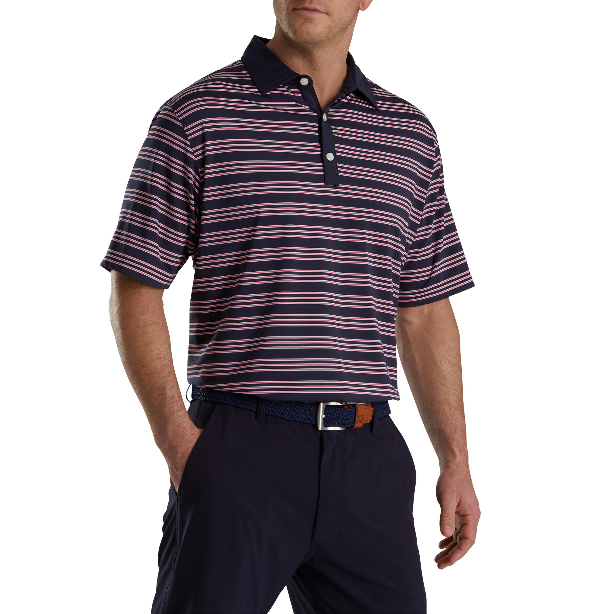 Trio Stripe Men's Short Sleeve Golf Polo Shirt