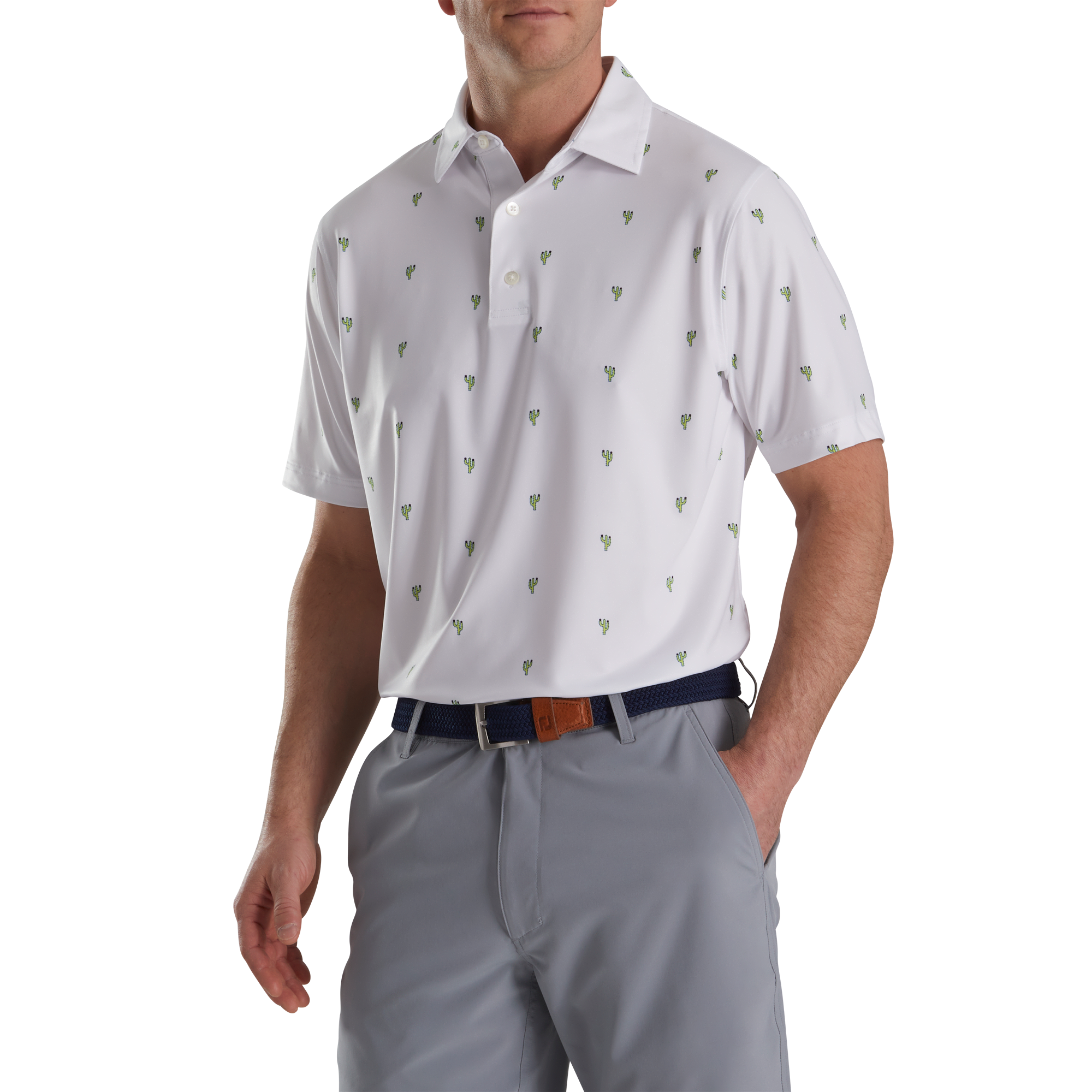 Cactus Print Men's Short Sleeve Golf Polo Shirt