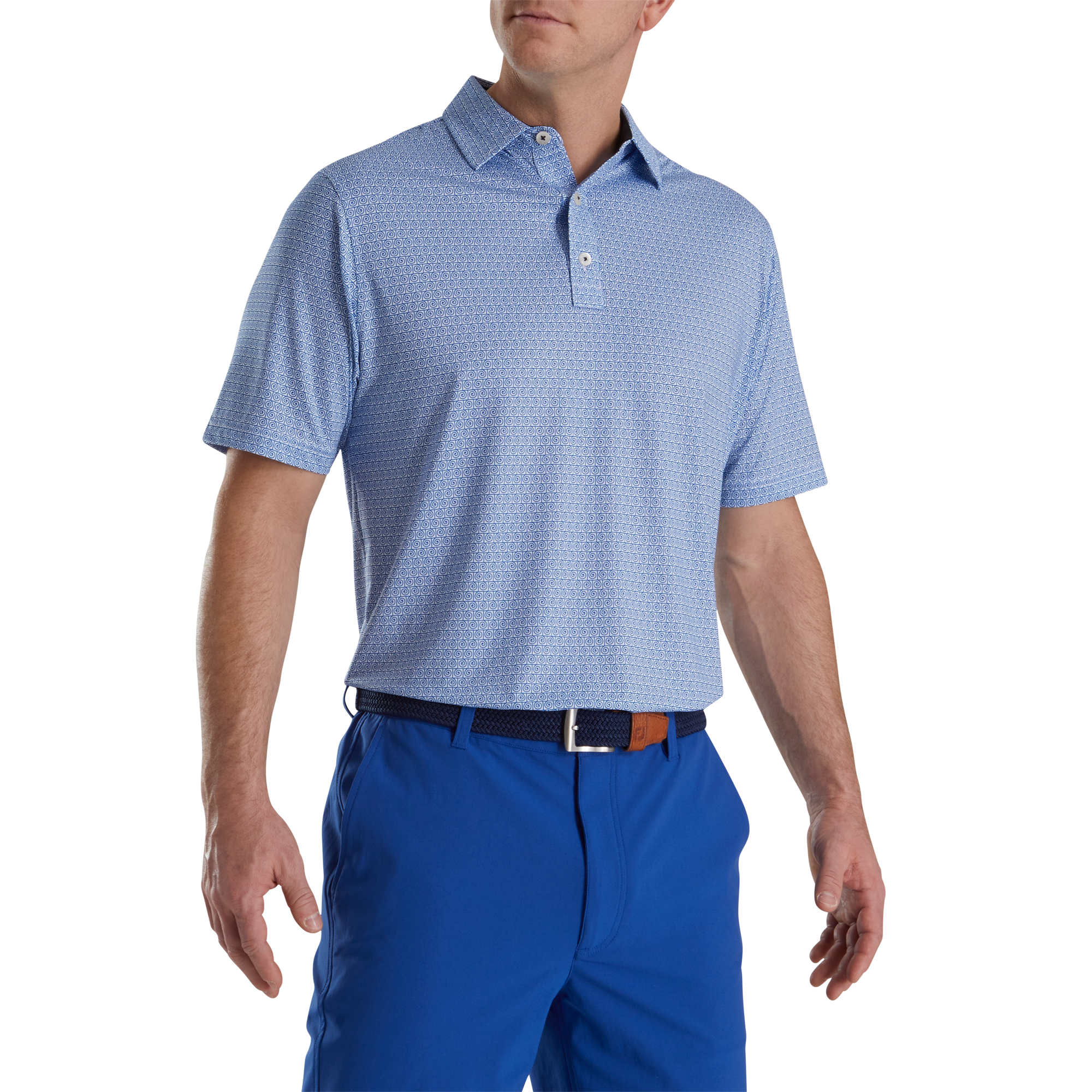 Spiral Line Print Men's Short Sleeve Golf Polo Shirt