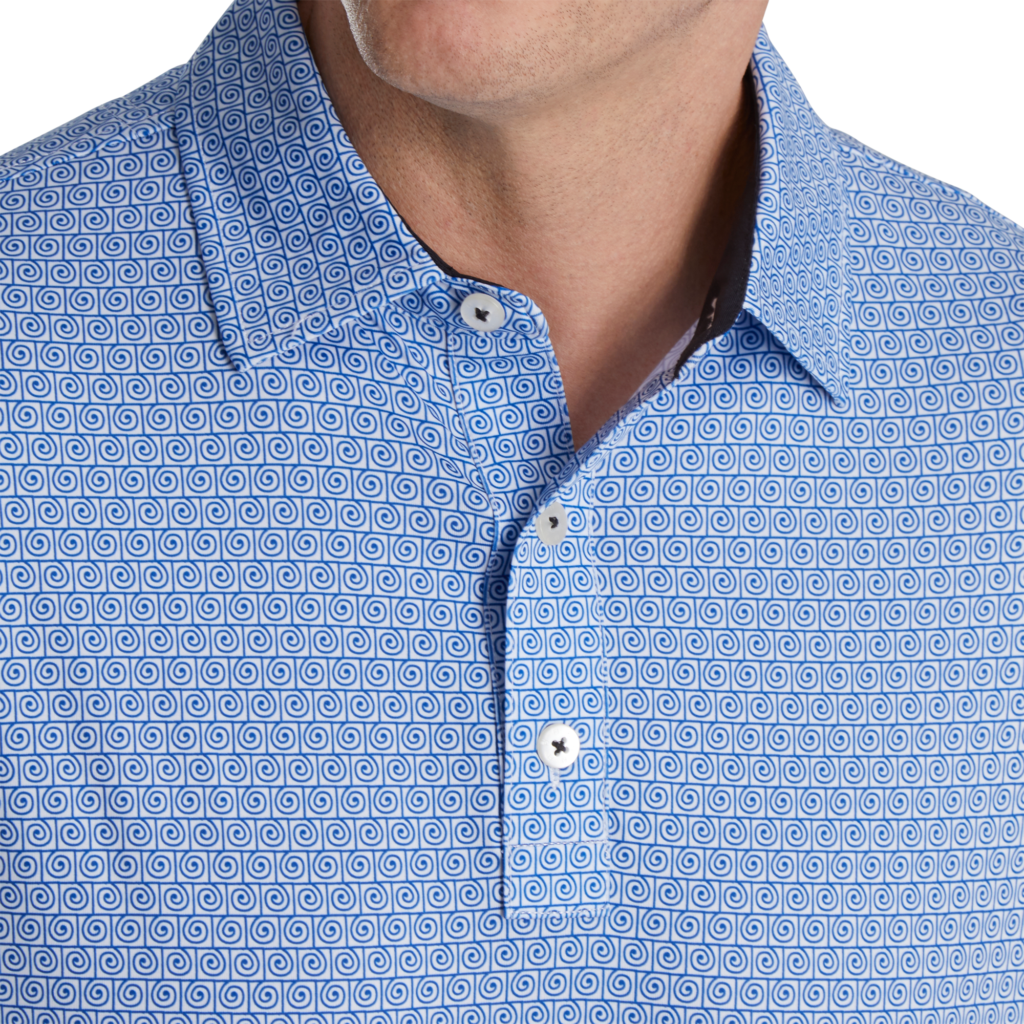 Spiral Line Print Men's Short Sleeve Golf Polo Shirt