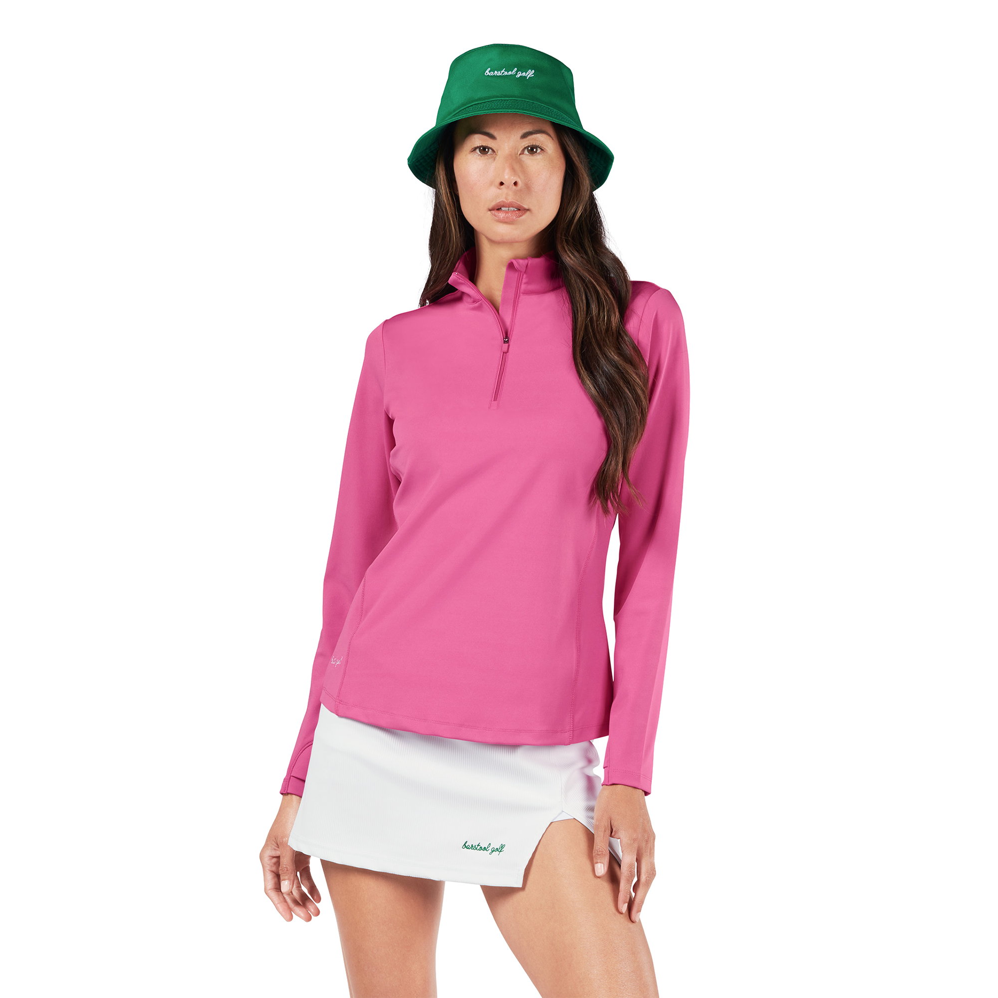 Solid Long Sleeve Quarter Zip Sleeveless Polo Shirt