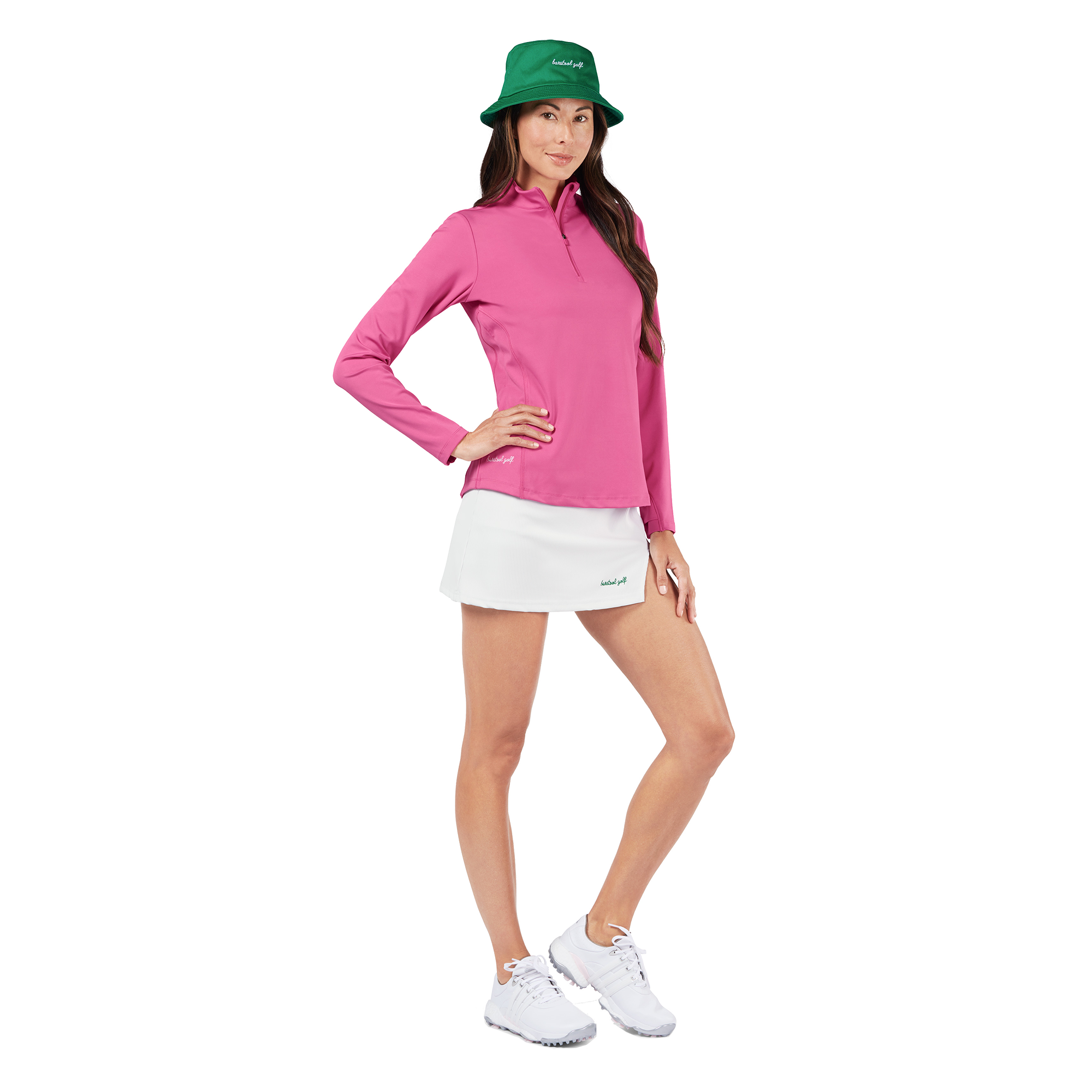 Solid Long Sleeve Quarter Zip Sleeveless Polo Shirt