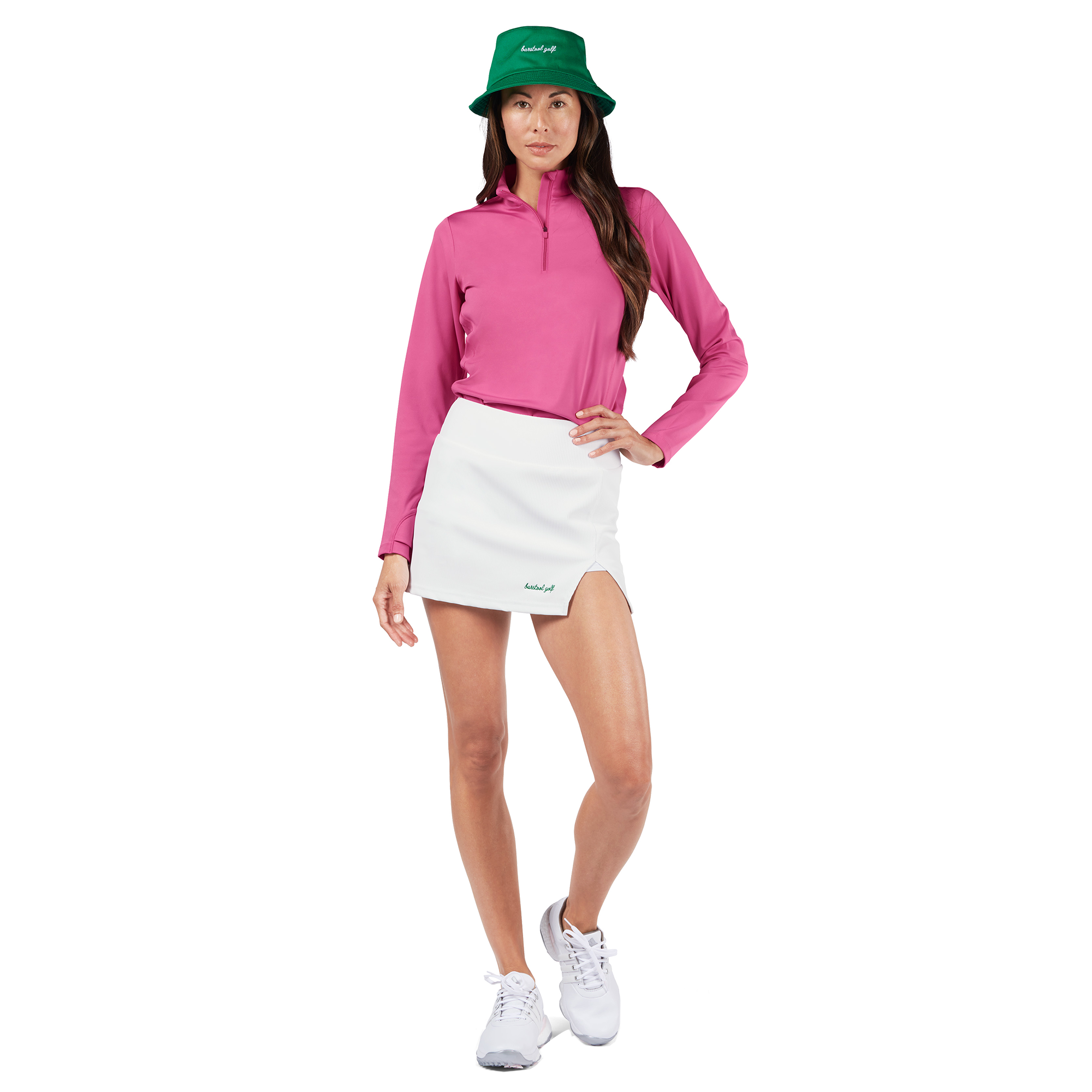 Solid Long Sleeve Quarter Zip Sleeveless Polo Shirt