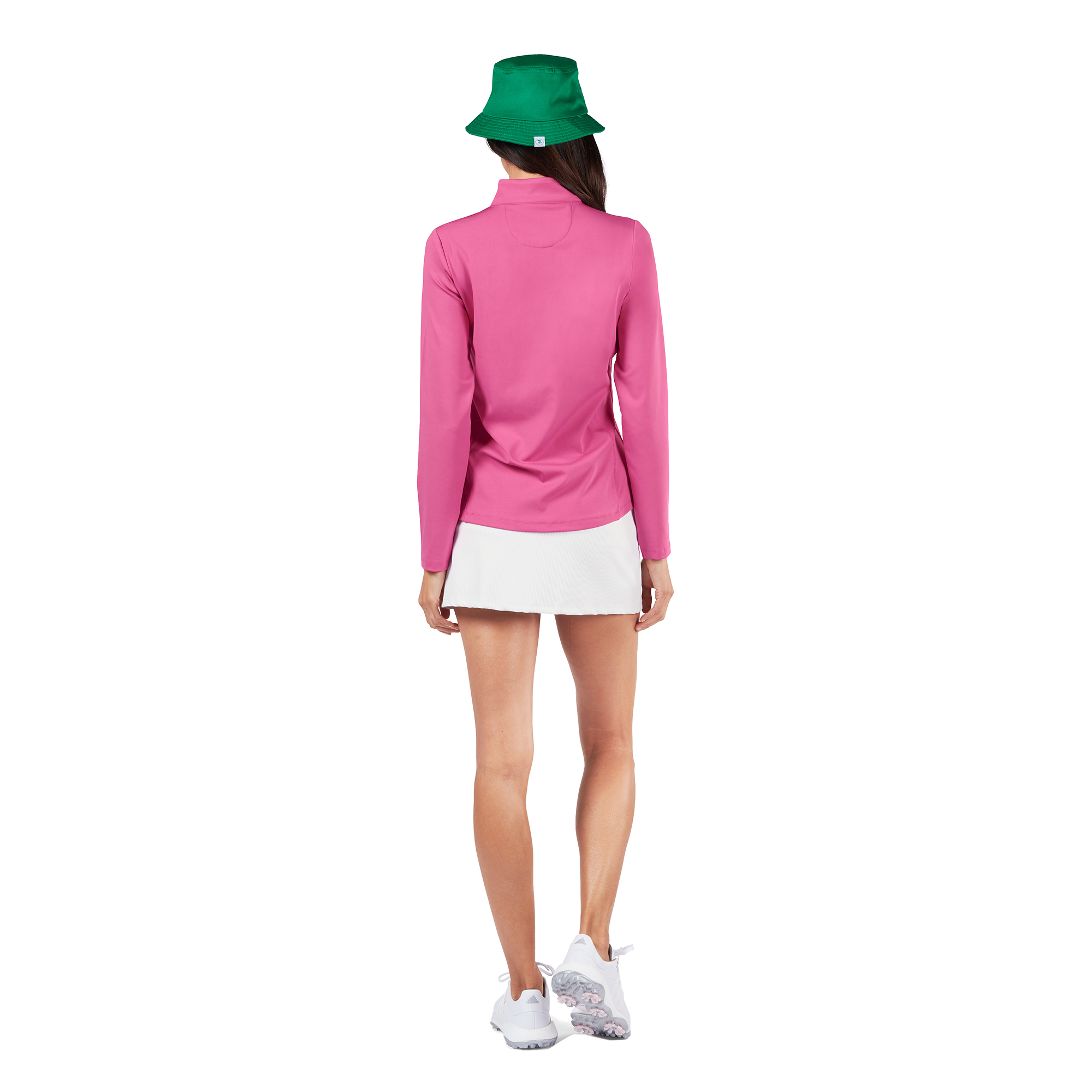 Solid Long Sleeve Quarter Zip Sleeveless Polo Shirt