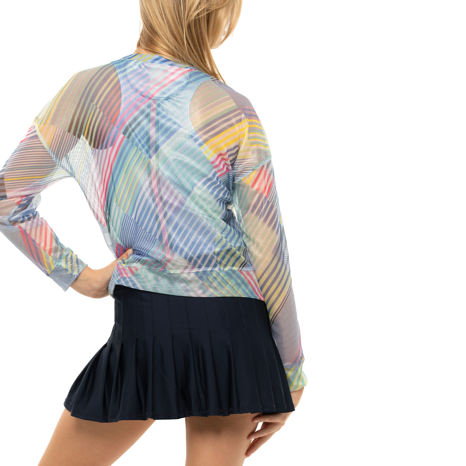 Count Me In Collection: Geo Print Metallic Long Sleeve Crew Neck Top