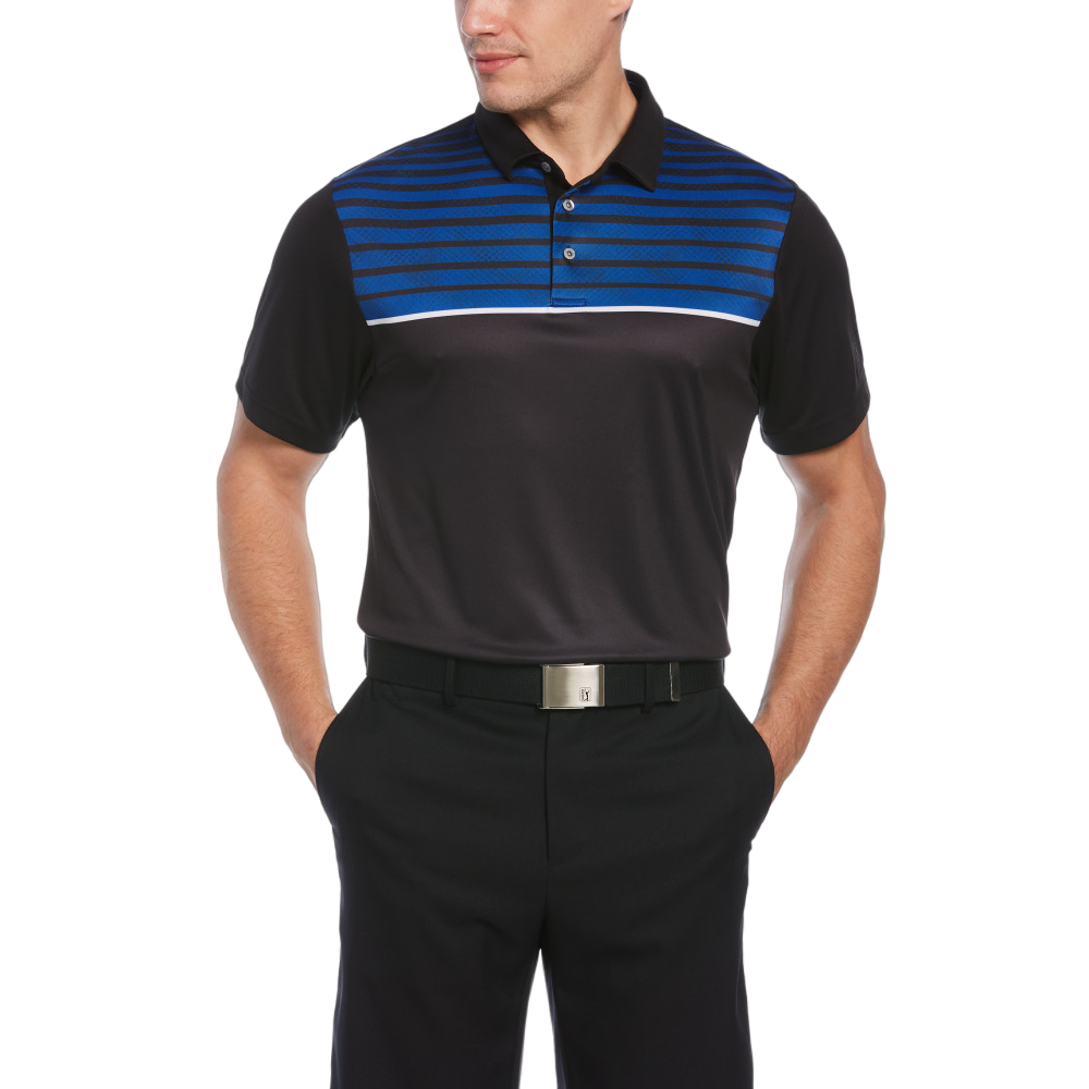 Geo Stripe Print Men's Short Sleeve Golf Polo Shirt