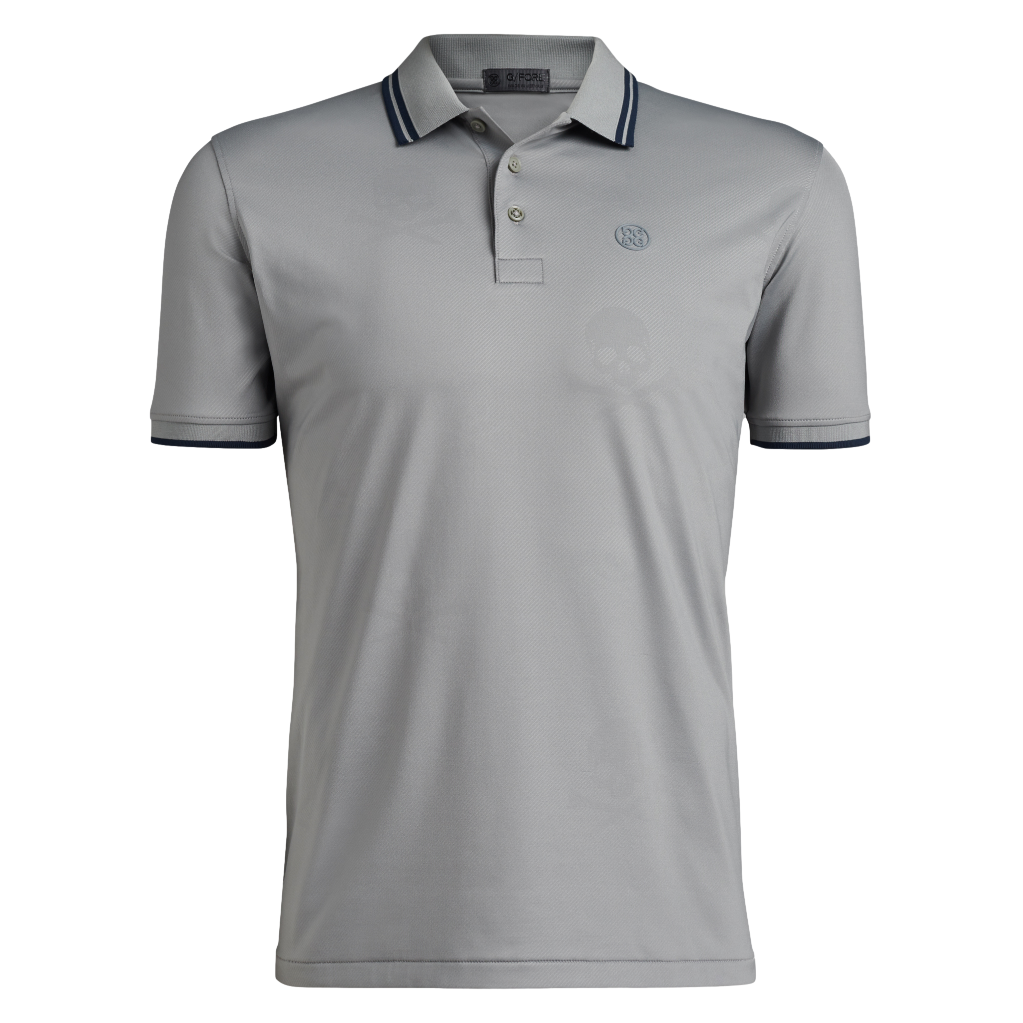 Skull & T's Debossed Tech Jersey Rib Collar Slim Fit Men's Short Sleeve Golf Polo Shirt